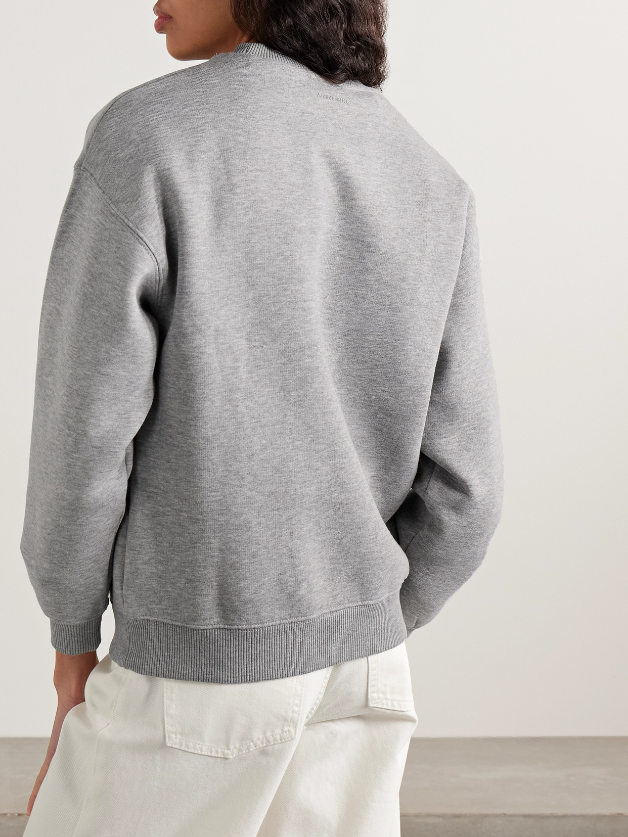 Anine Bing Spencer Printed Cotton-blend Jersey Sweatshirt In Gray