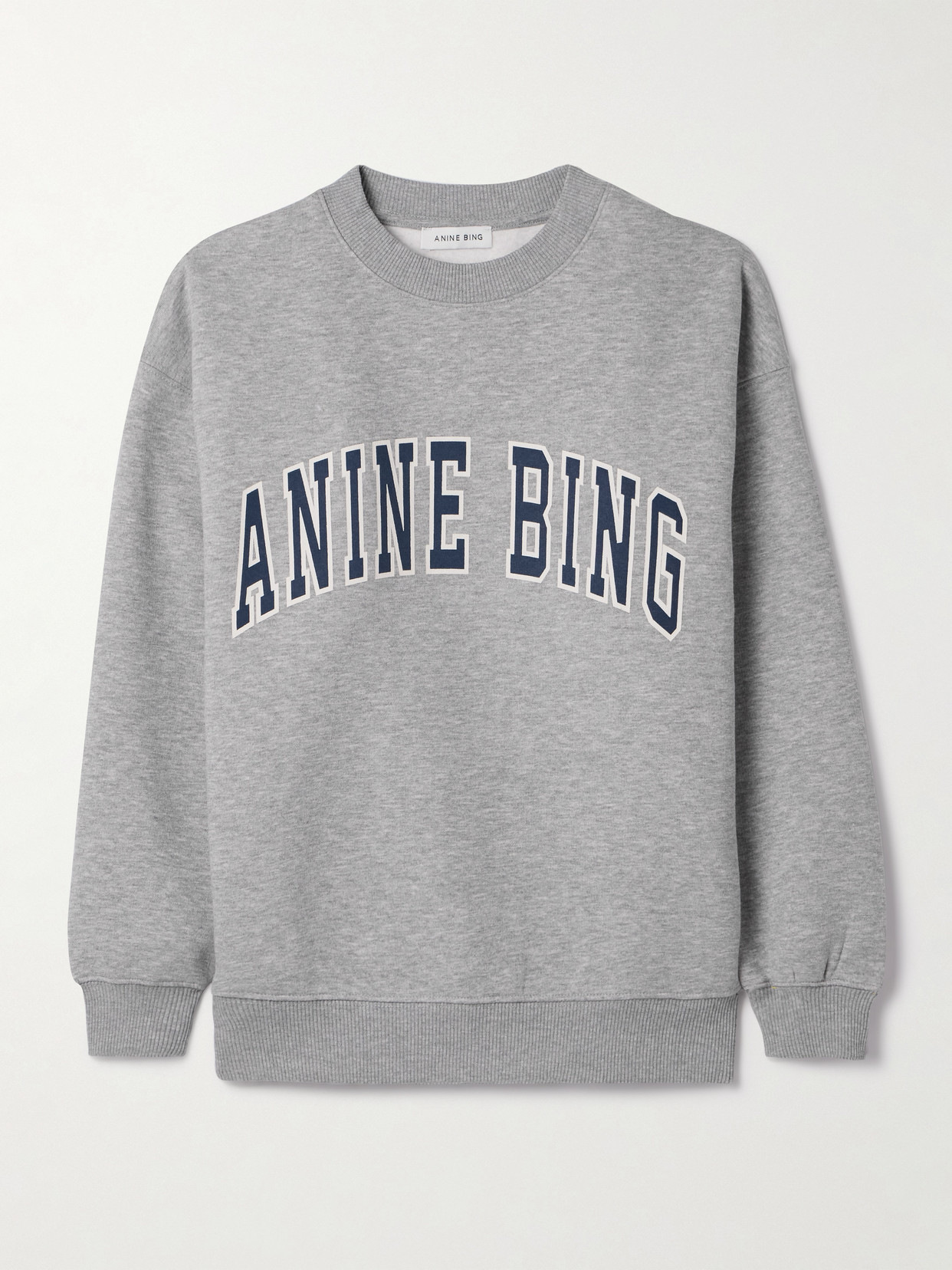 Anine Bing Spencer Printed Cotton-blend Jersey Sweatshirt In Gray