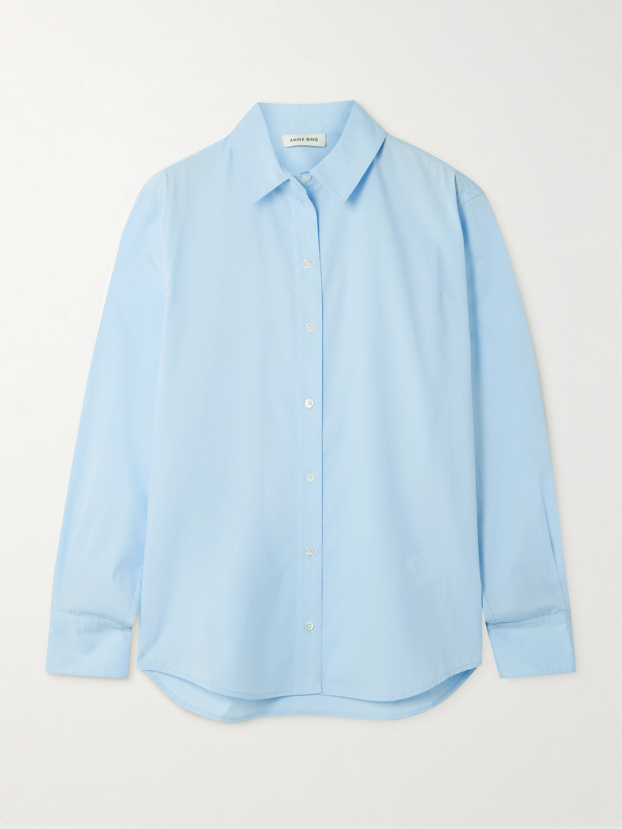 Anine Bing Essie Cotton-poplin Shirt In Blue
