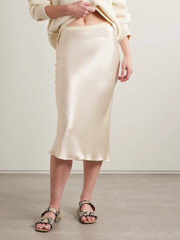 ANINE BING Bar silk-satin midi skirt