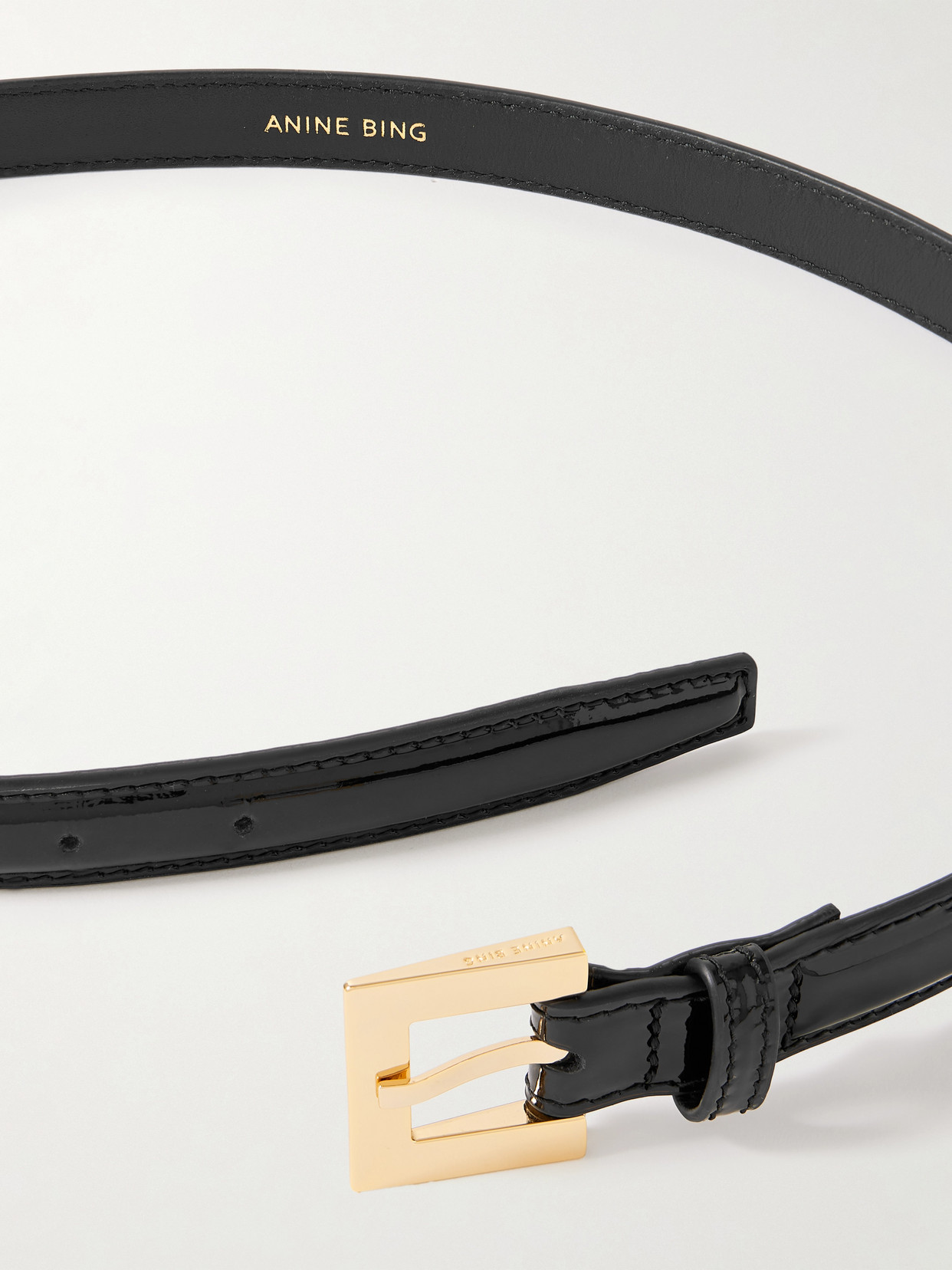 Anine Bing Nicola Patent-leather Belt In Black