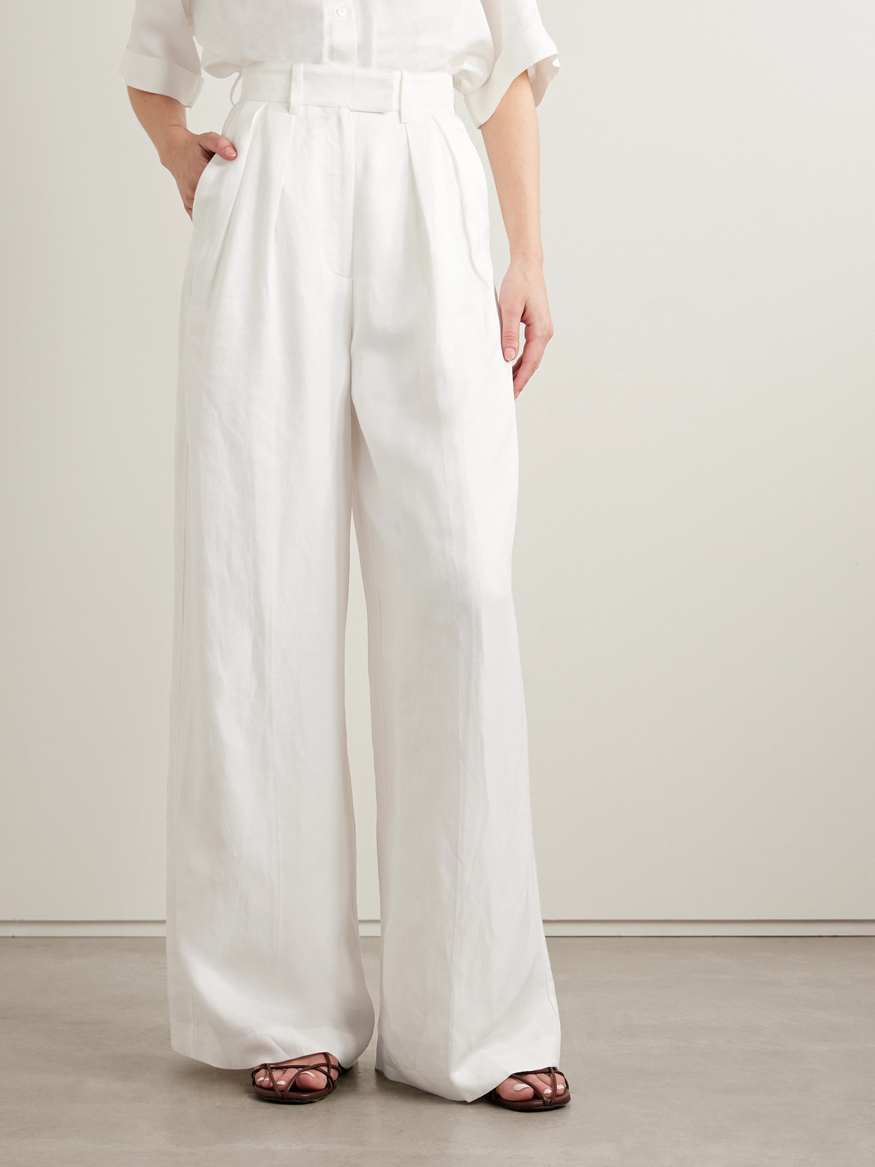 Anine Bing Lou Pleated Woven Wide-leg Pants In Multi
