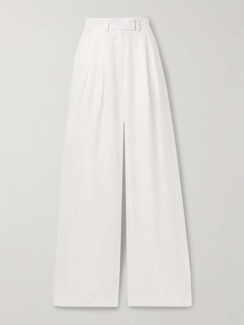 Anine Bing Lou Pleated Woven Wide-leg Pants