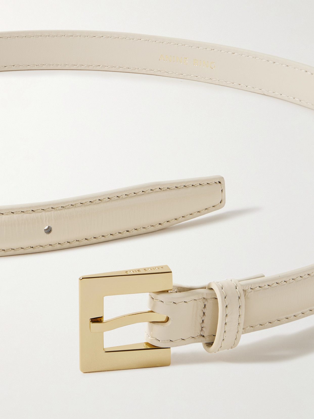 Anine Bing Stitching Detail Belt In Metallic