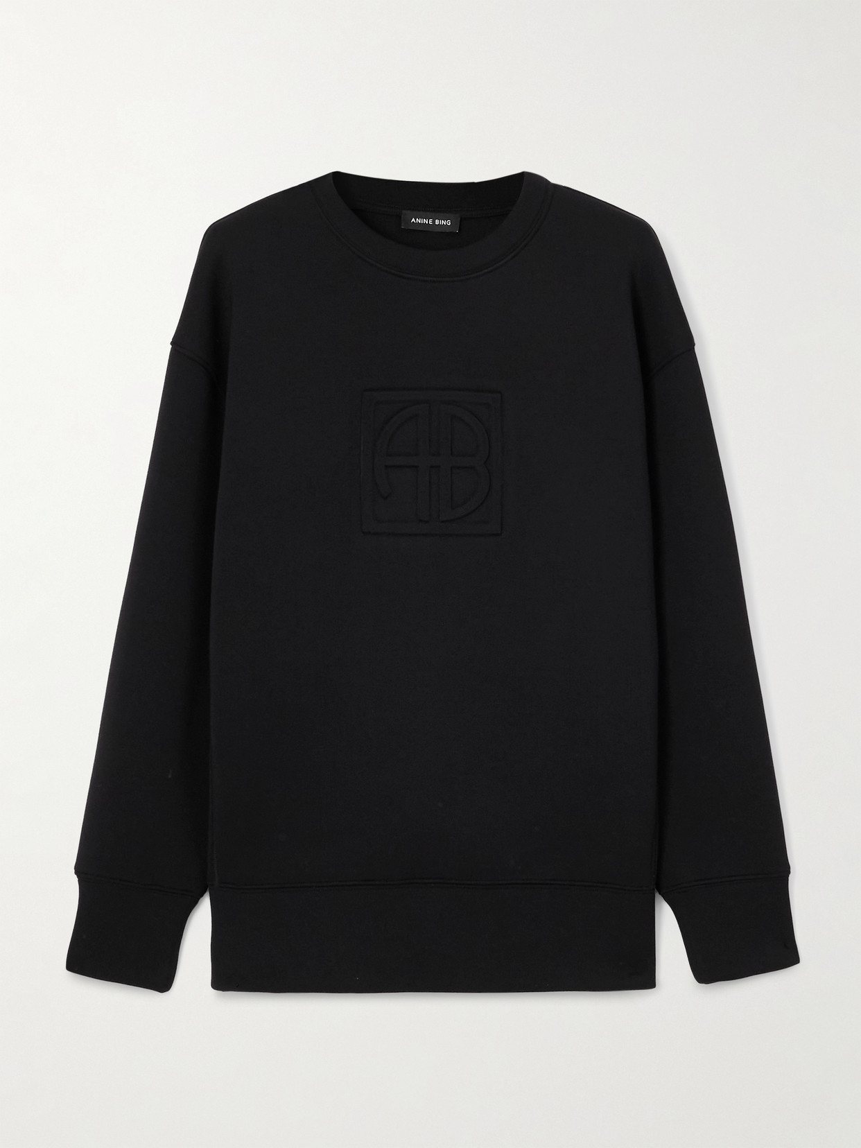 Anine Bing Alto Debossed Jersey Sweater In Black