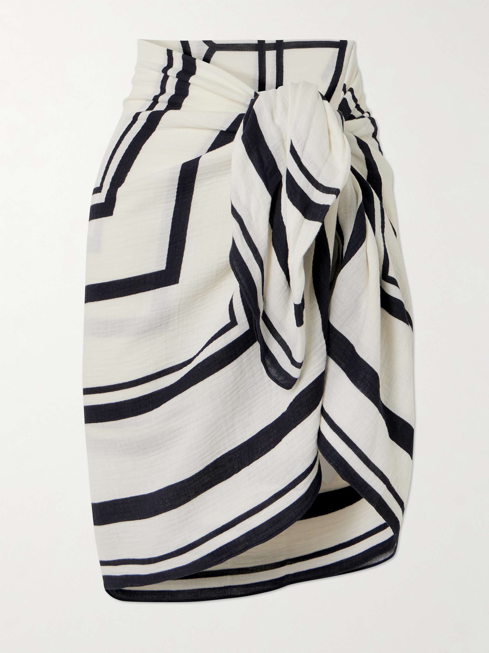 Eliza striped cotton-voile pareo - white - One Size