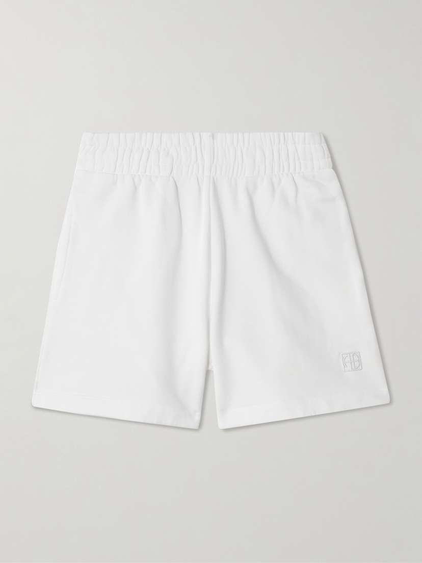 Anine Bing Kam Embroidered Cotton-jersey Shorts