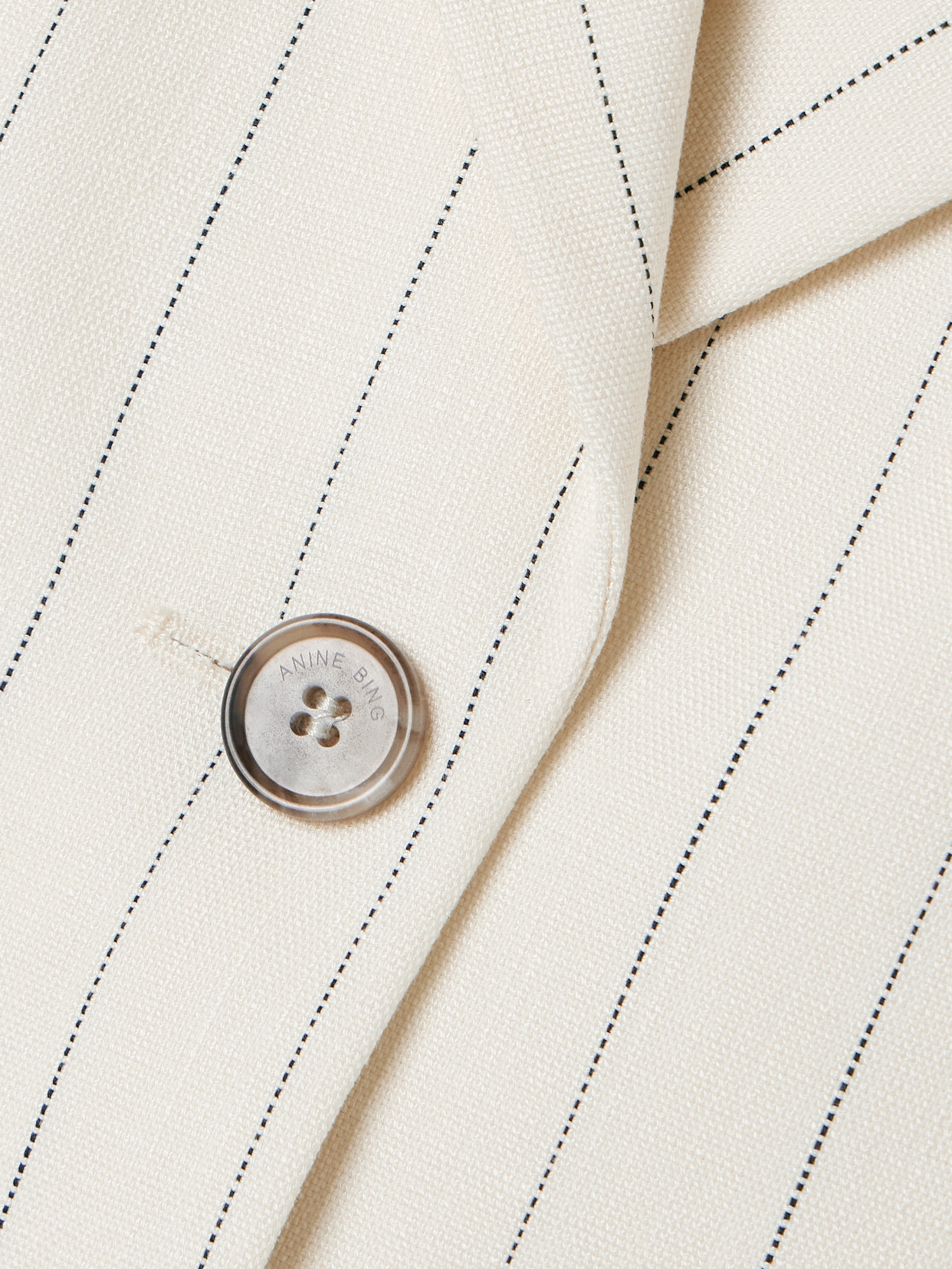 Anine Bing Sara Oversized Pinstriped Woven Blazer In White