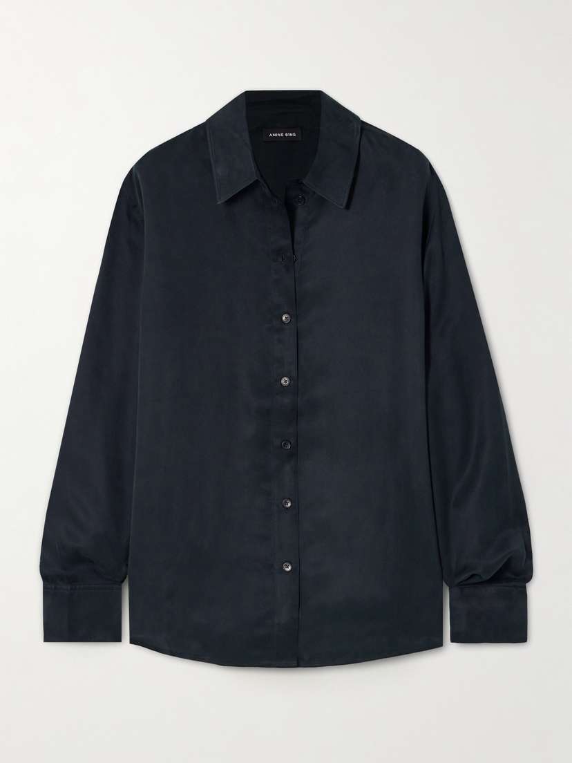 Anine Bing Essie Washed Cotton-twill Shirt