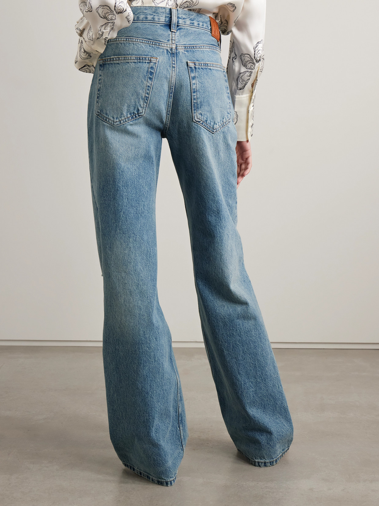 Anine Bing Hugh Distressed High-rise Wide-leg Jeans