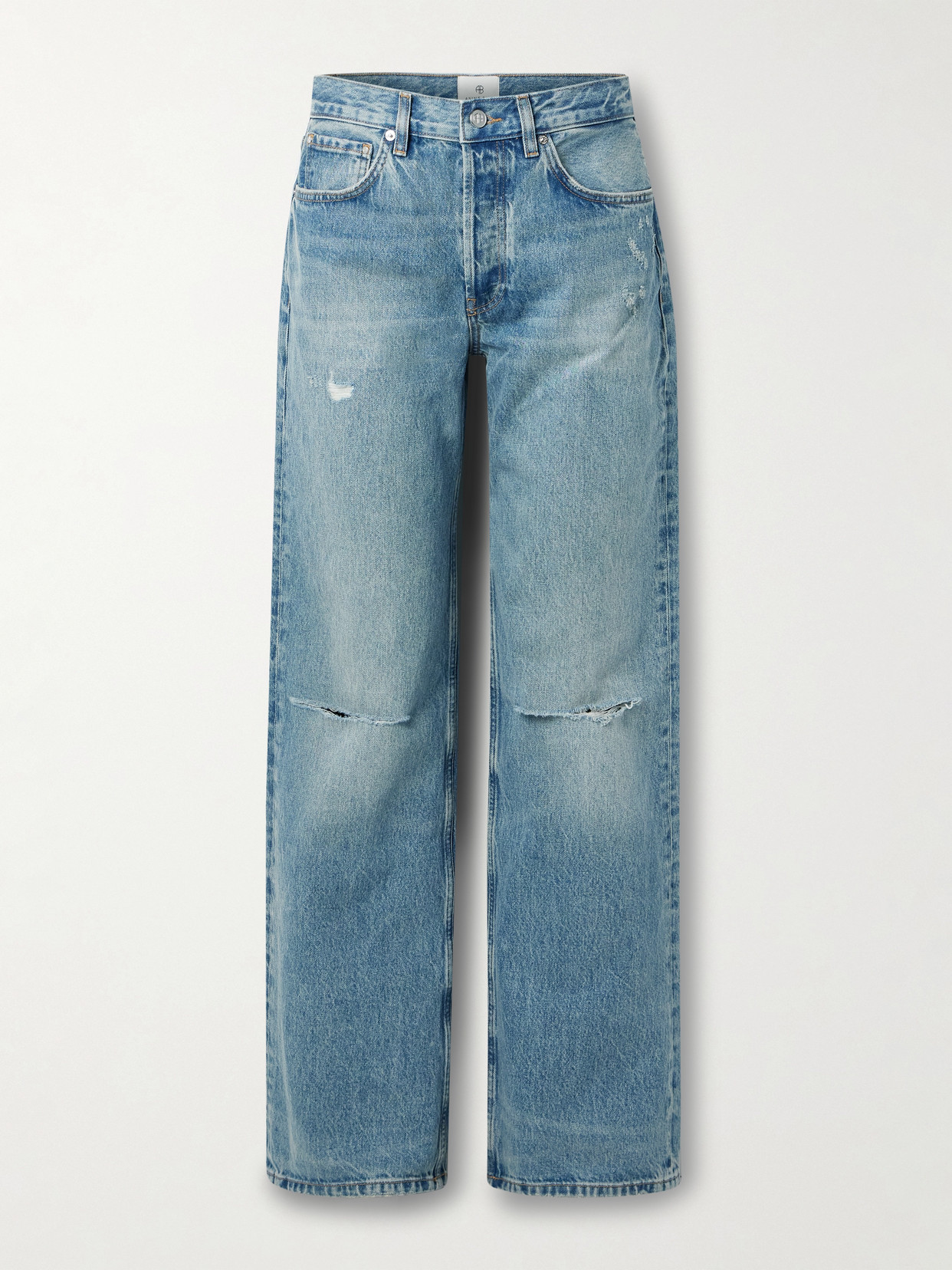 Anine Bing Hugh Distressed High-rise Wide-leg Jeans