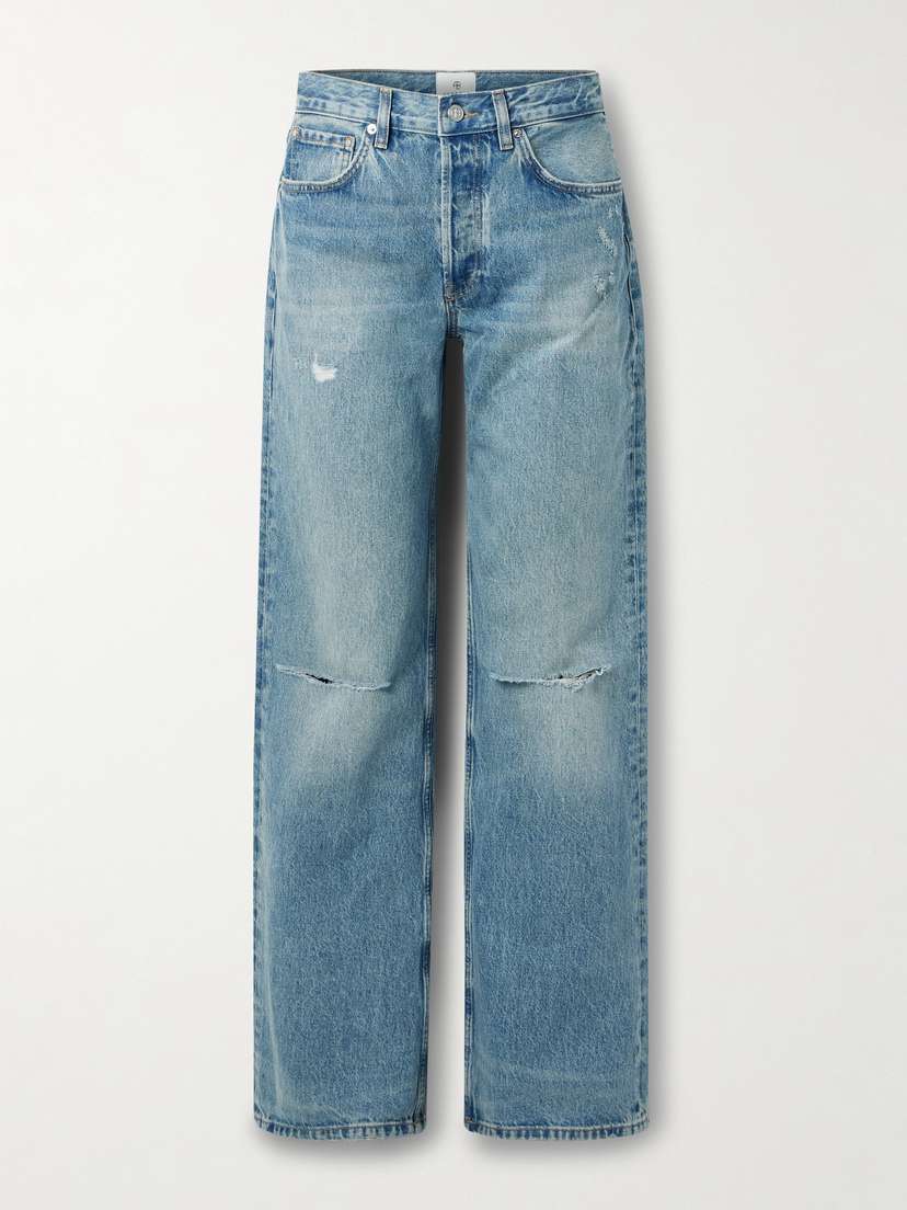 Anine Bing Hugh Distressed High-rise Wide-leg Jeans