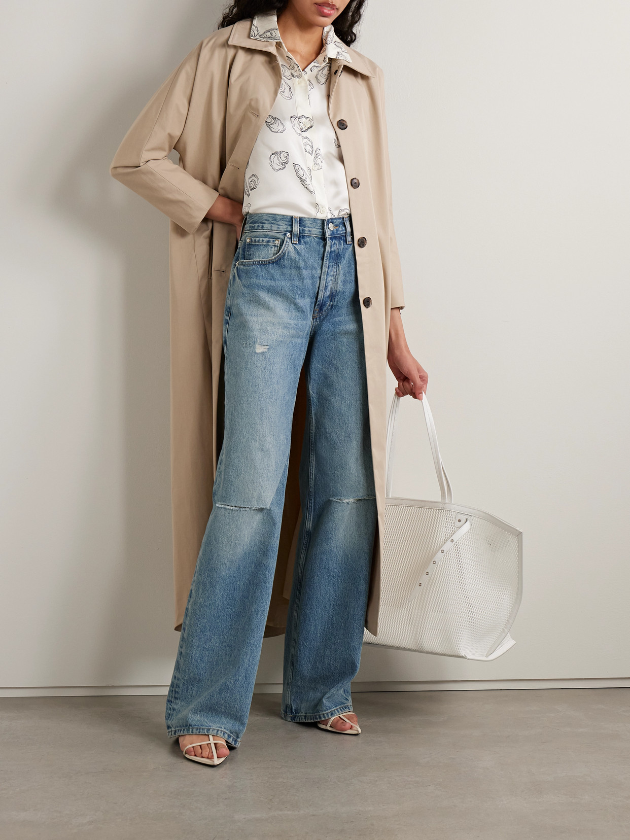 Anine Bing Hugh Distressed High-rise Wide-leg Jeans