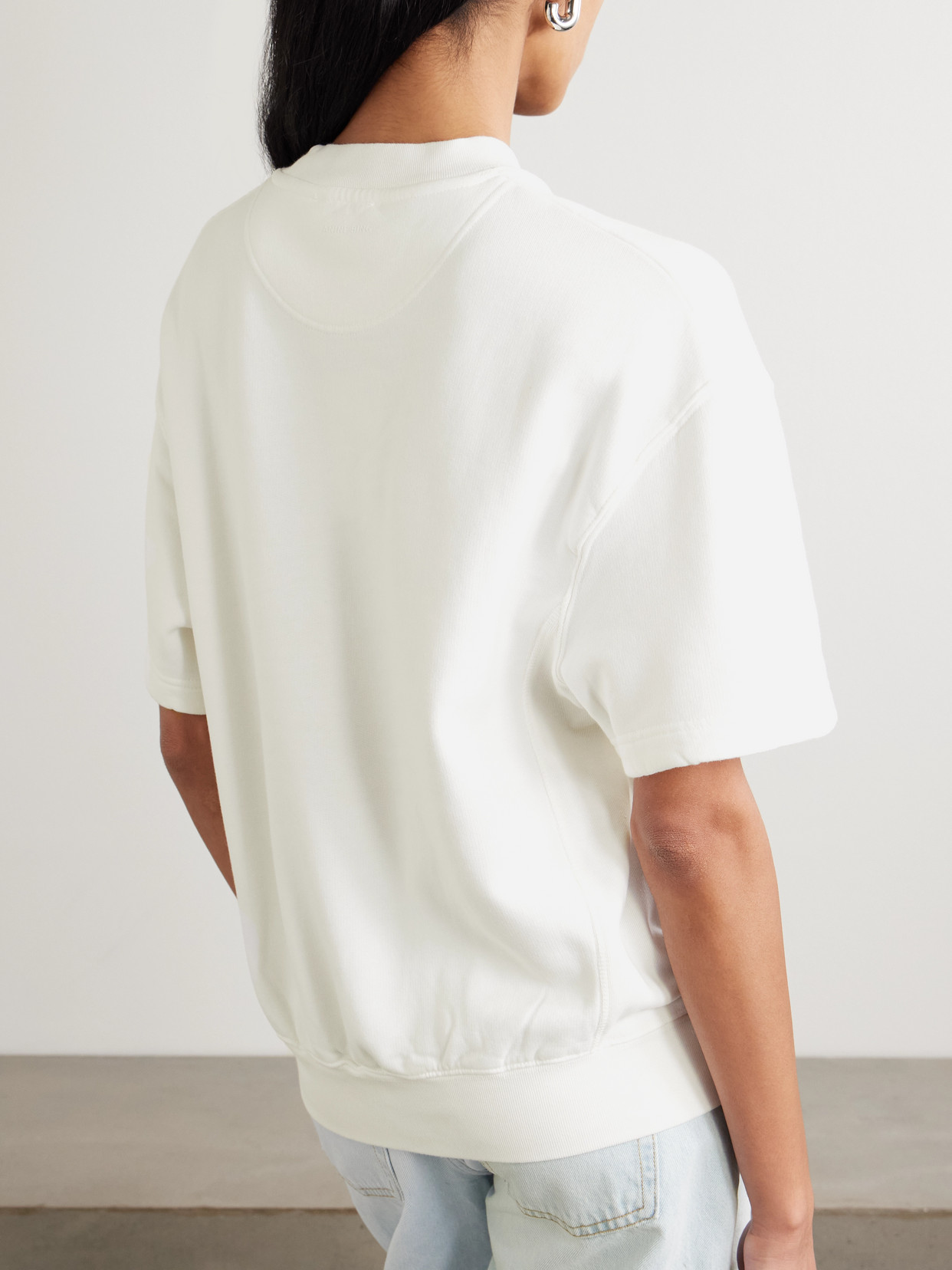 Anine Bing Jay Printed Cotton-jersey Sweatshirt In White