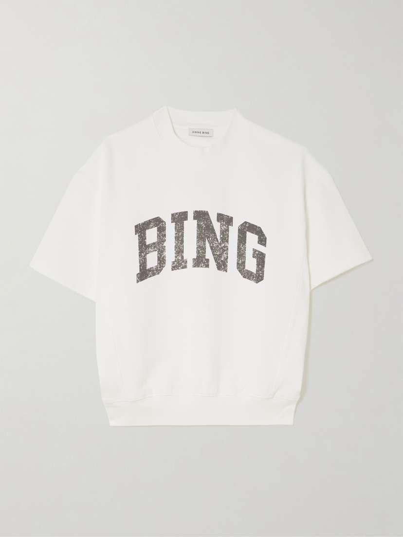 Anine Bing Jay Printed Cotton-jersey Sweatshirt