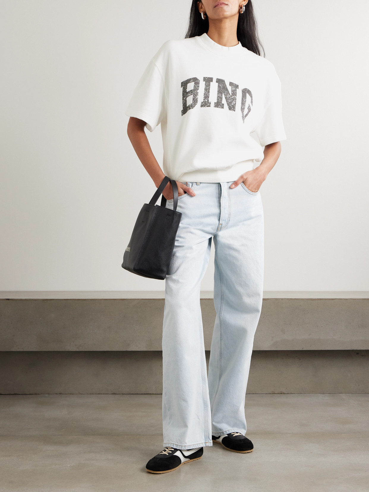 Anine Bing Jay Printed Cotton-jersey Sweatshirt In White