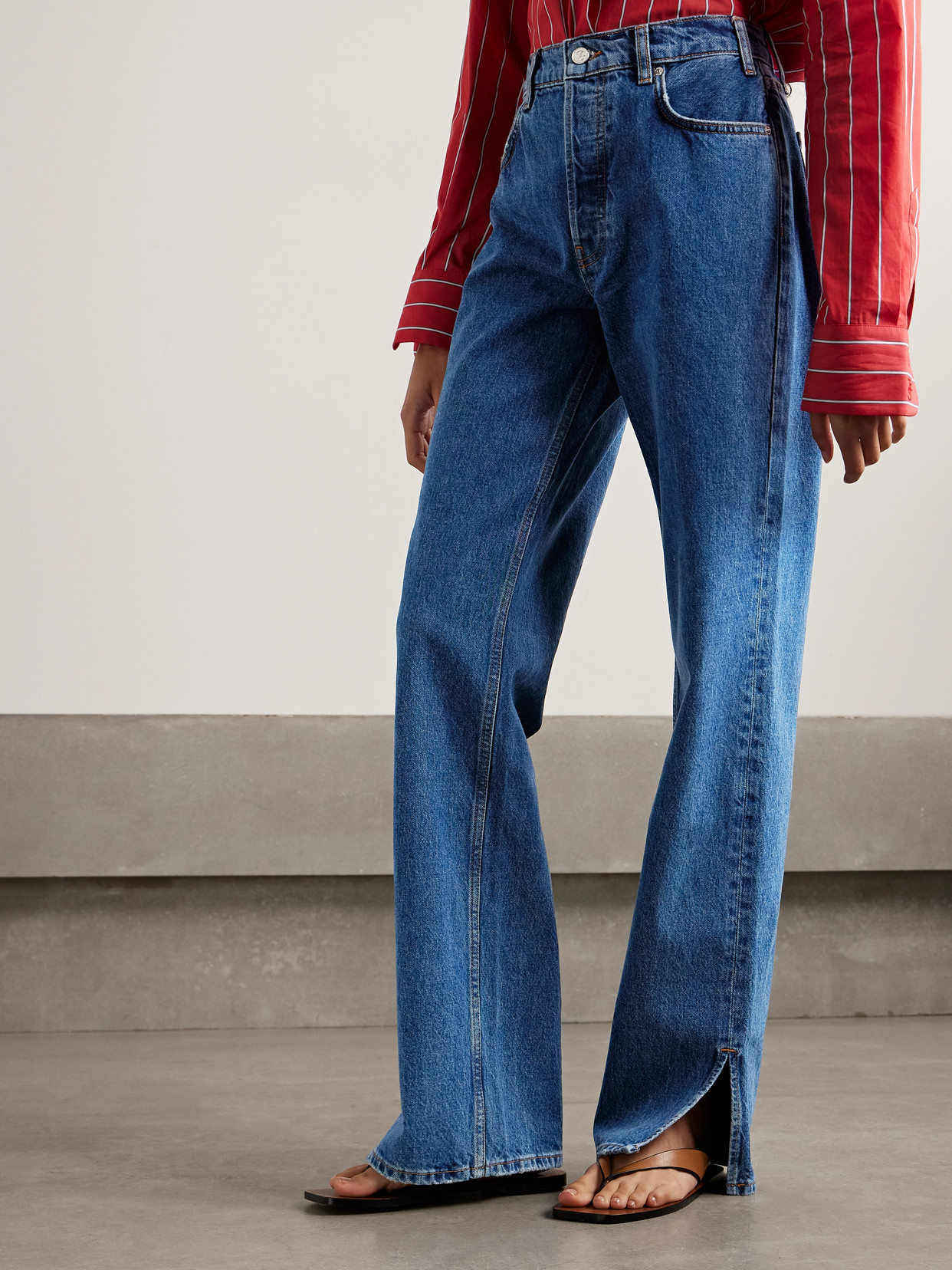 Anine Bing Womens Clean Indigo Denim Roy Straight-leg Denim Jeans In Blue