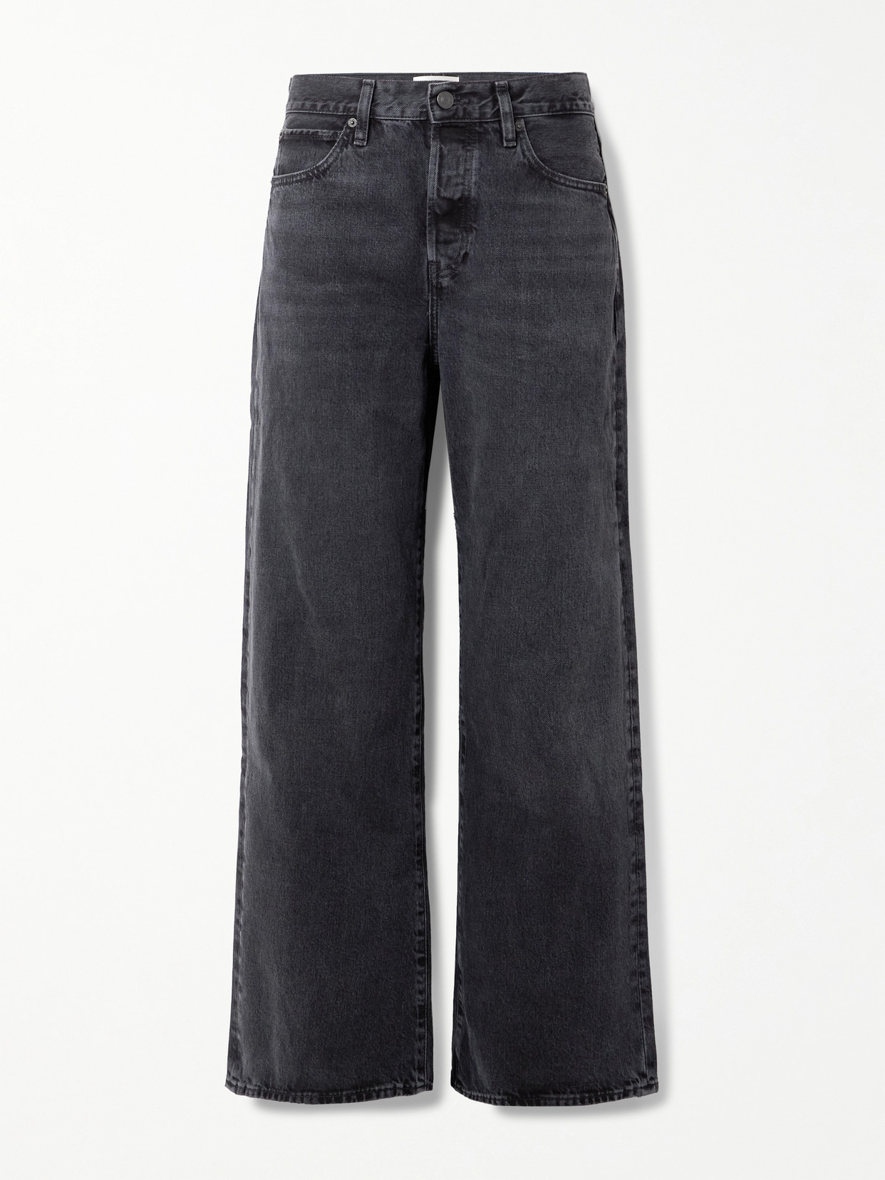 Frame The Loose Low-rise Wide-leg Jeans In Black