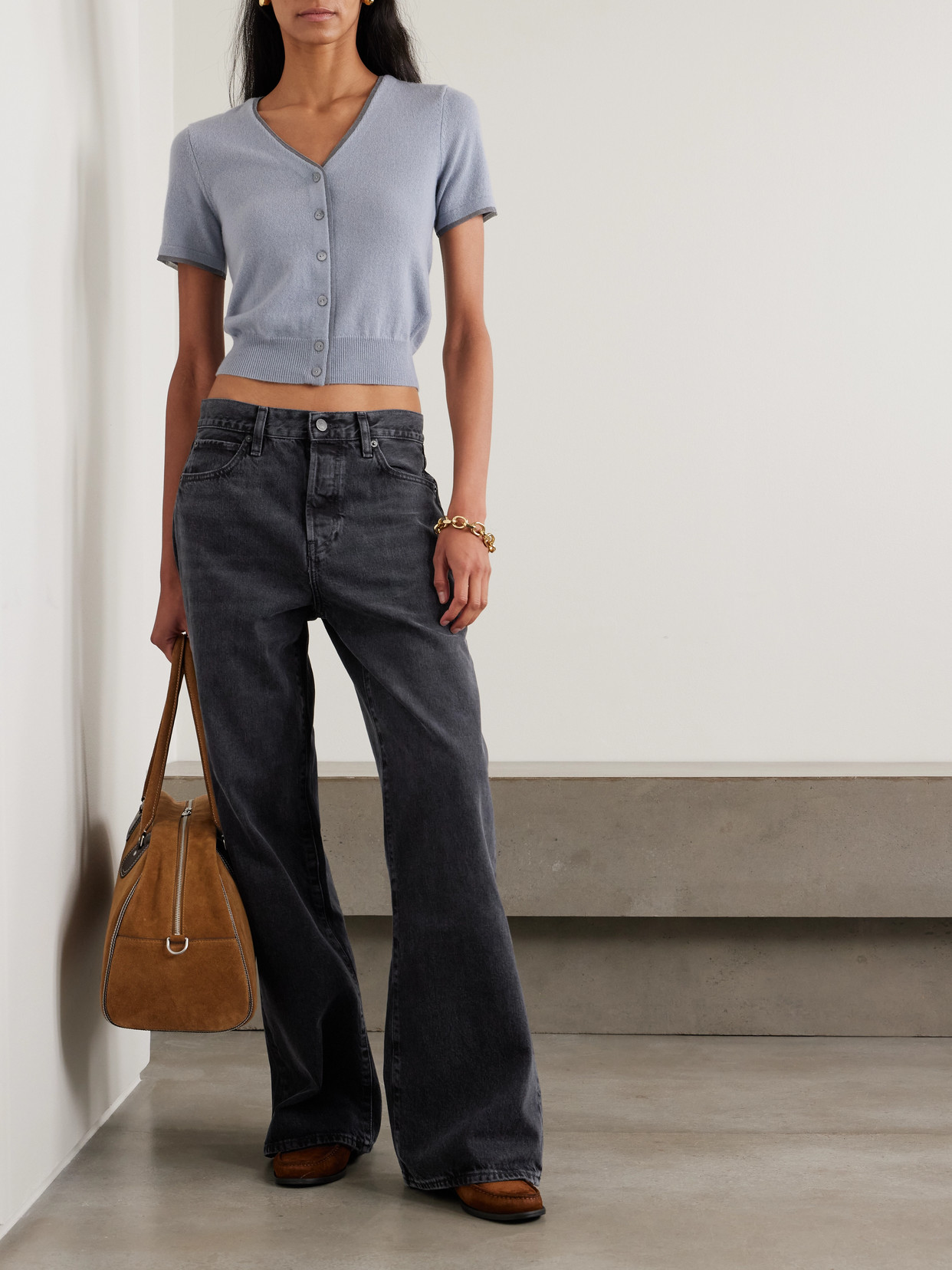 Frame The Loose Low-rise Wide-leg Jeans In Black