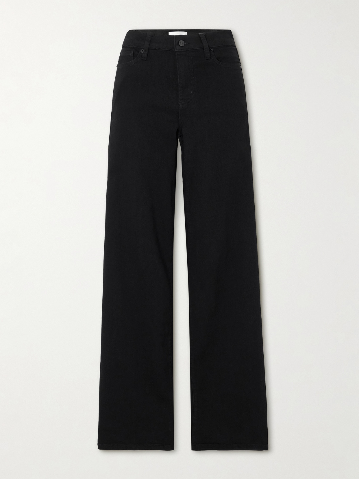 Frame Slim Palazzo Long High-rise Wide-leg Jeans In Black