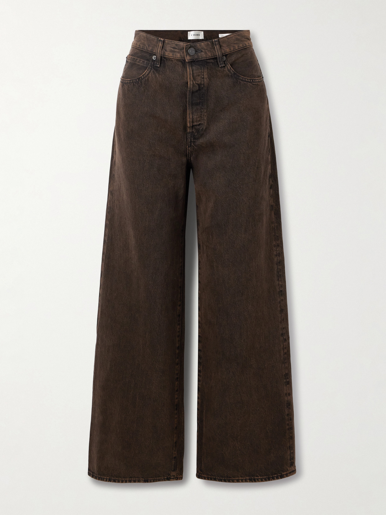 Frame The Collegiate Brown Jeans With Belt Loops And Wide Leg In Denim Woman In Brown