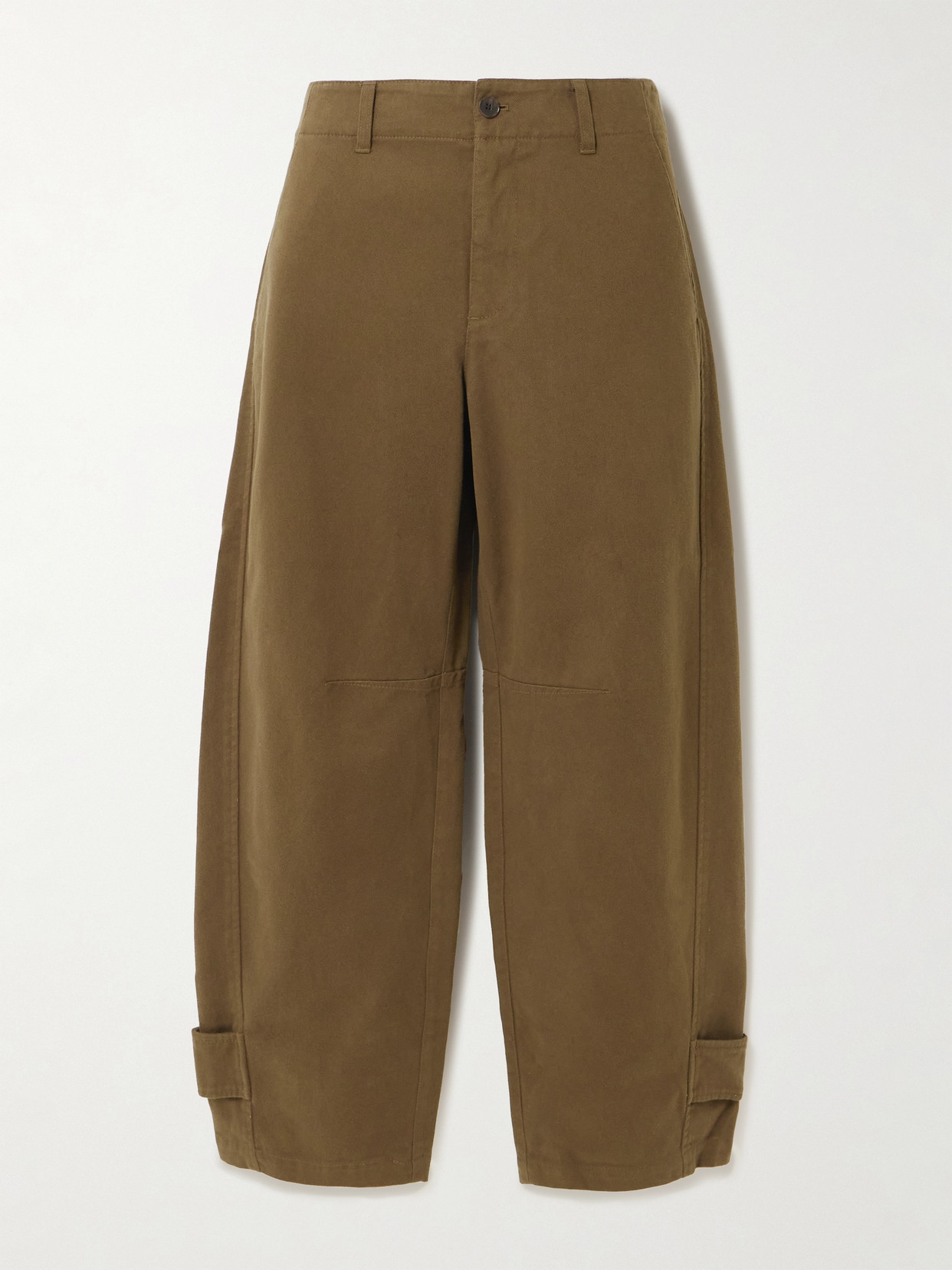 Frame The Twisted Cotton-twill Tapered Pants In Brown