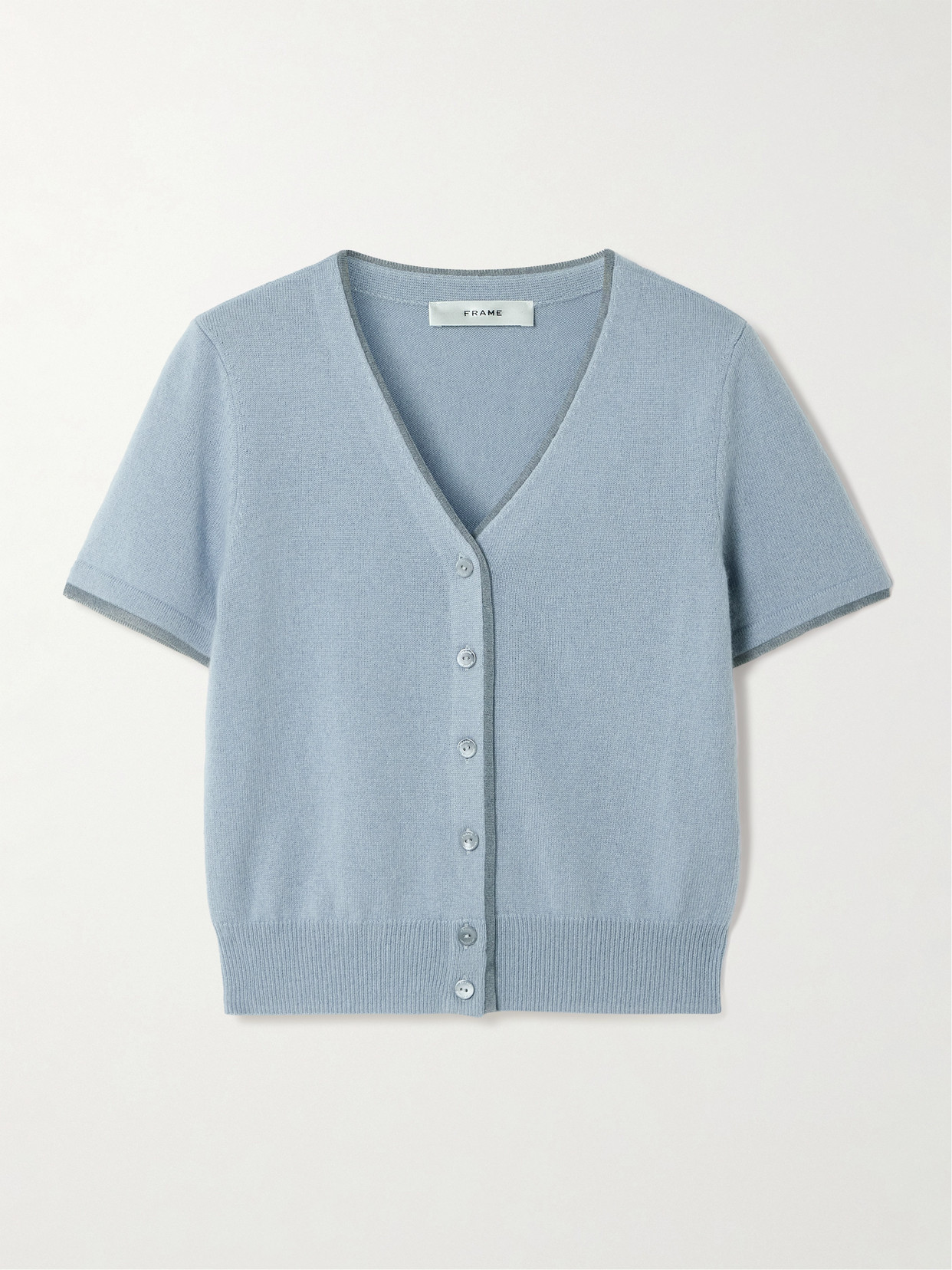 Frame Cropped Cashmere Cardigan In Blue