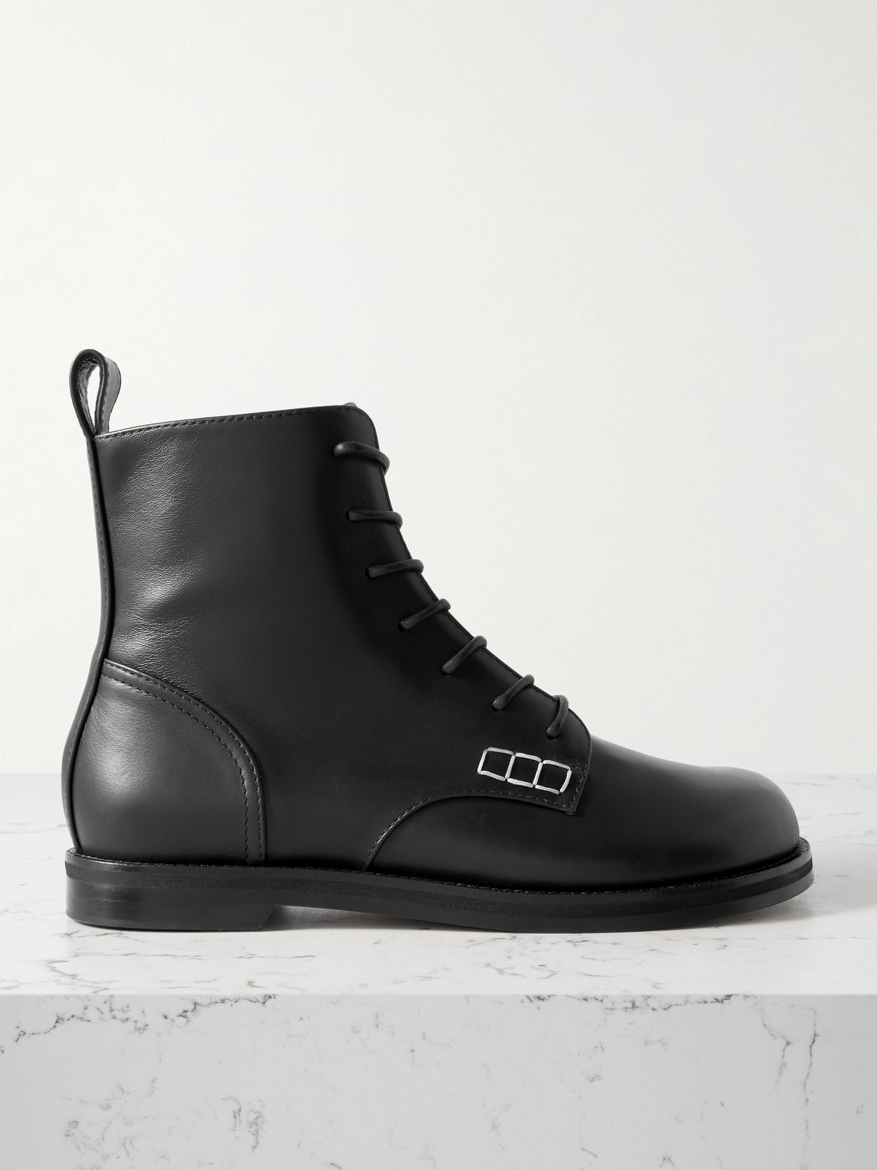 Jw Anderson Loafer Leather Ankle Boots In Black