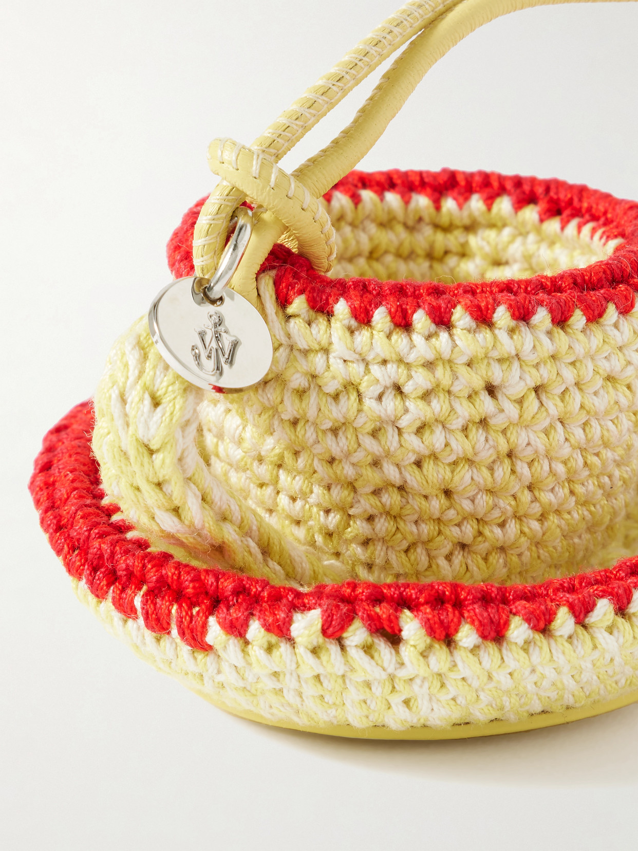 Jw Anderson Teacup Leather-trimmed Crocheted Bag Charm