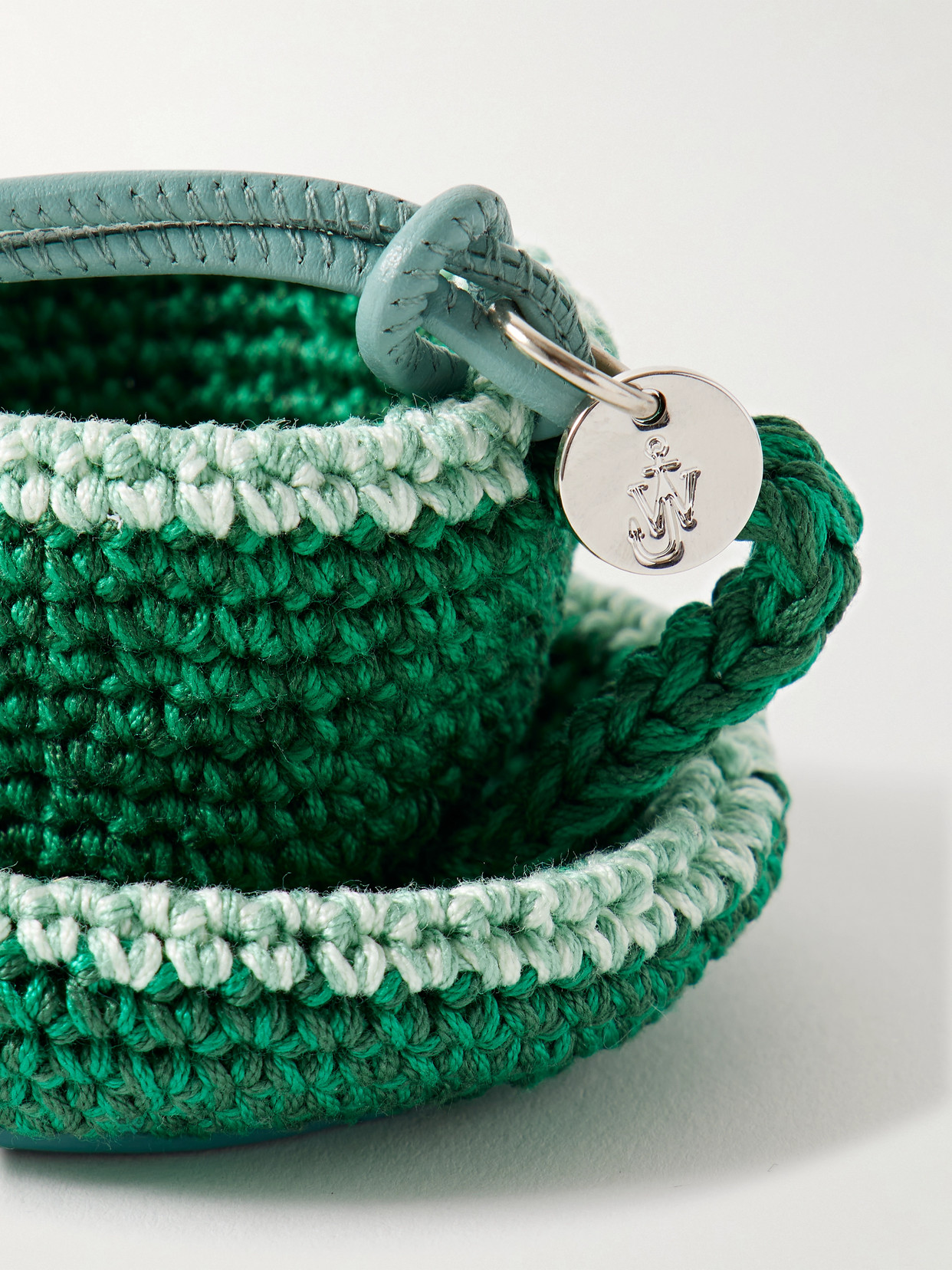 Jw Anderson Teacup Leather-trimmed Crocheted Bag Charm