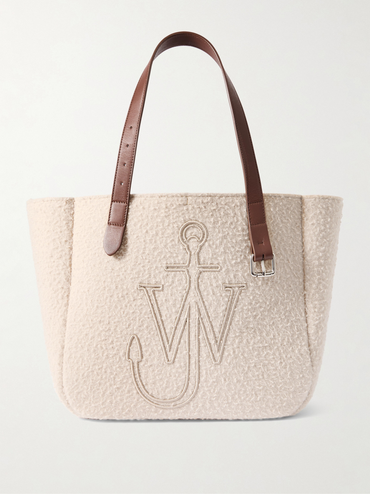 Jw Anderson Belt Leather-trimmed Embroidered Felt Tote