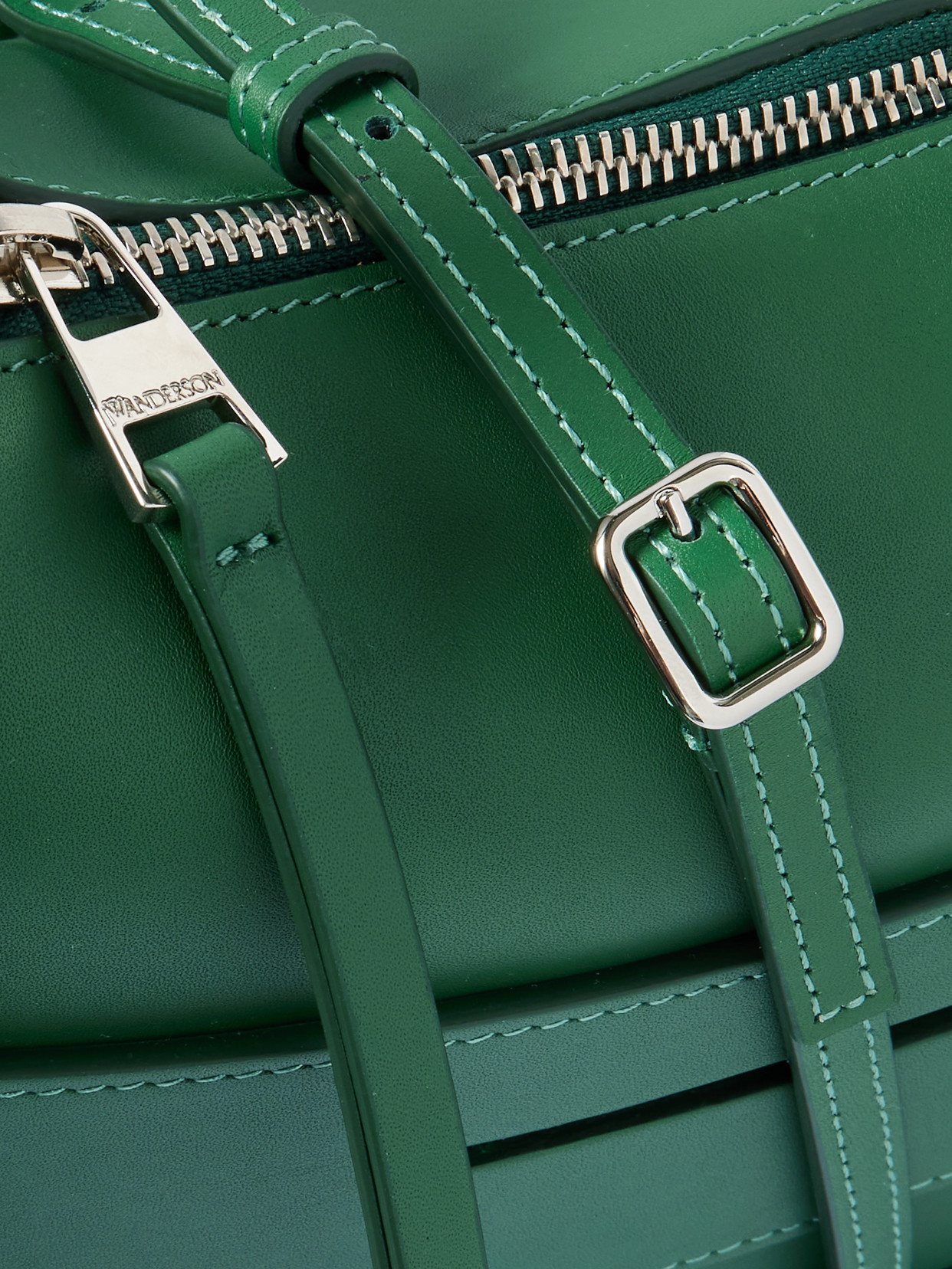 Jw Anderson Loafer Leather Shoulder Bag In Green