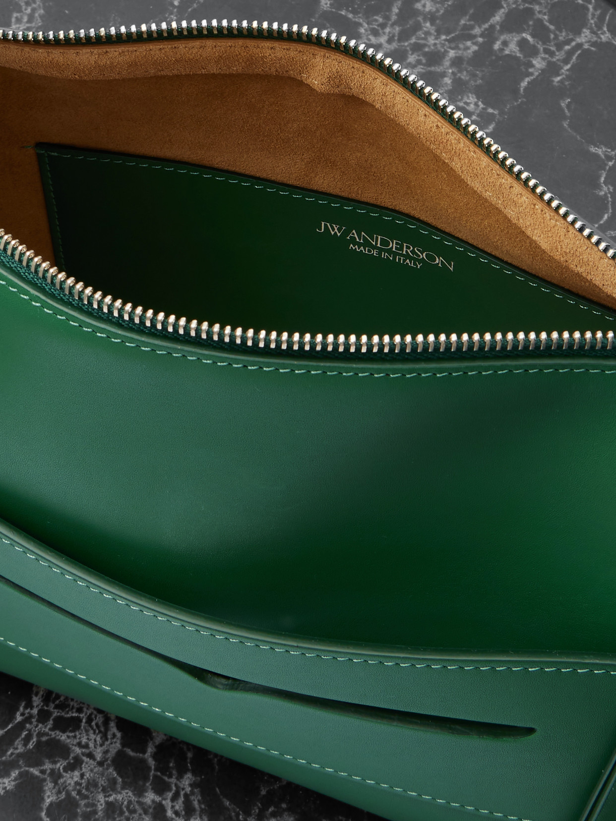 Jw Anderson Loafer Leather Shoulder Bag In Green