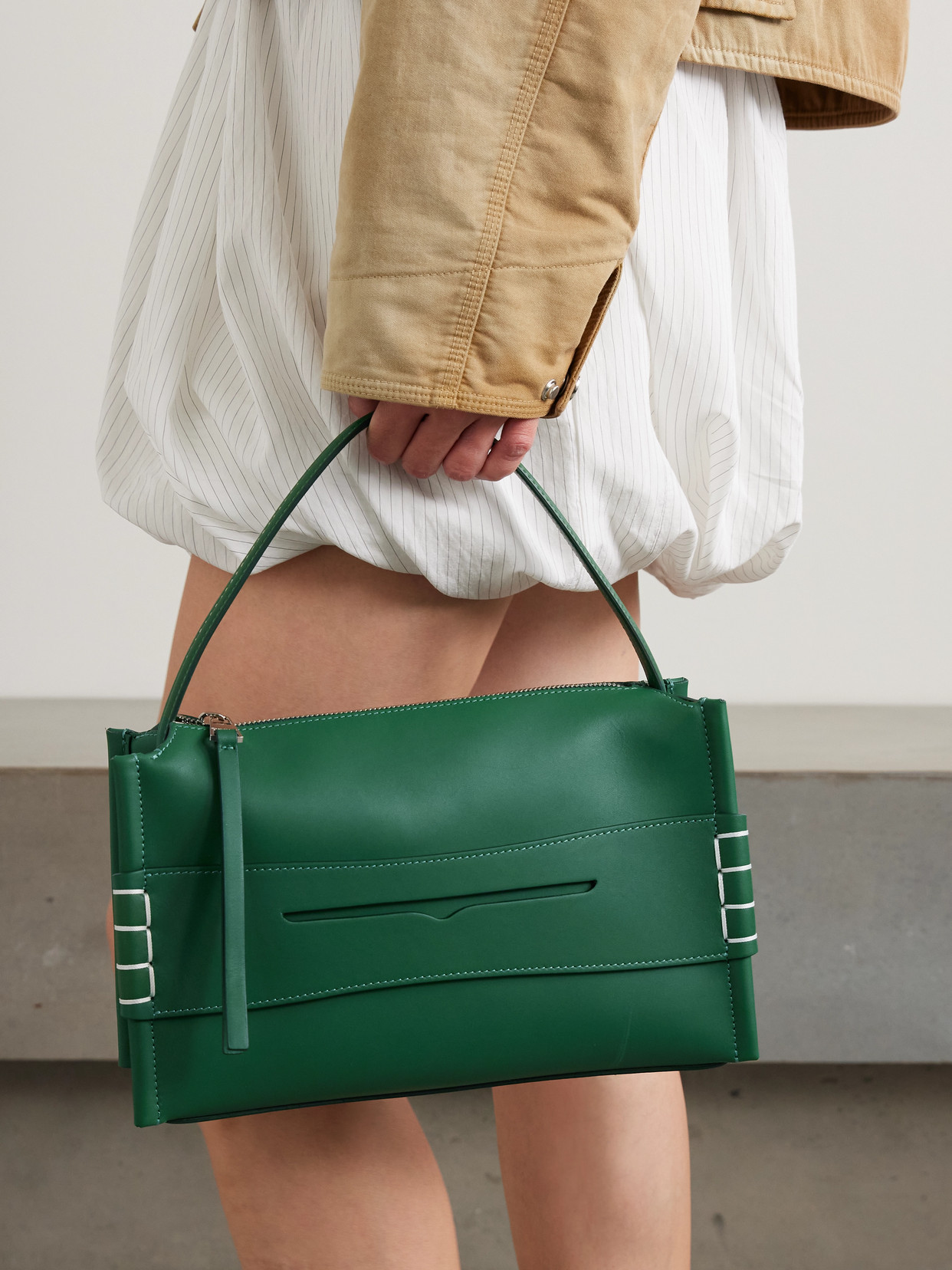 Jw Anderson Loafer Leather Shoulder Bag In Green