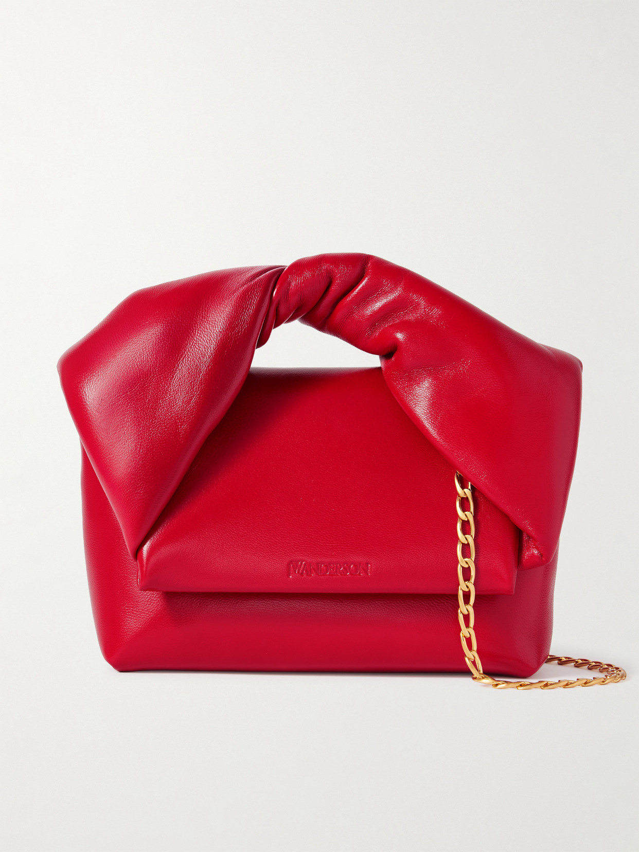 Jw Anderson Twister Small Leather Tote In Red