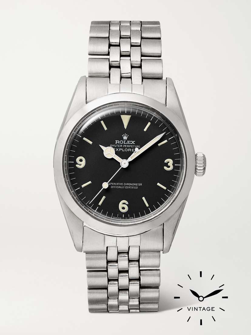Wind Vintage + Rolex Vintage 1967 Explorer I Automatic 36mm Stainless Steel Watch