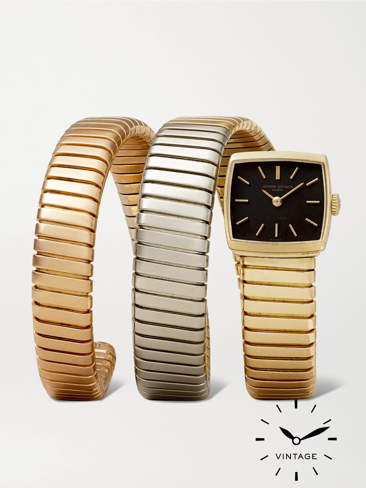 Wind Vintage Bvlgari Serpenti By Vacheron Constantin 1970s 17mm 18-karat Yellow, Rose And