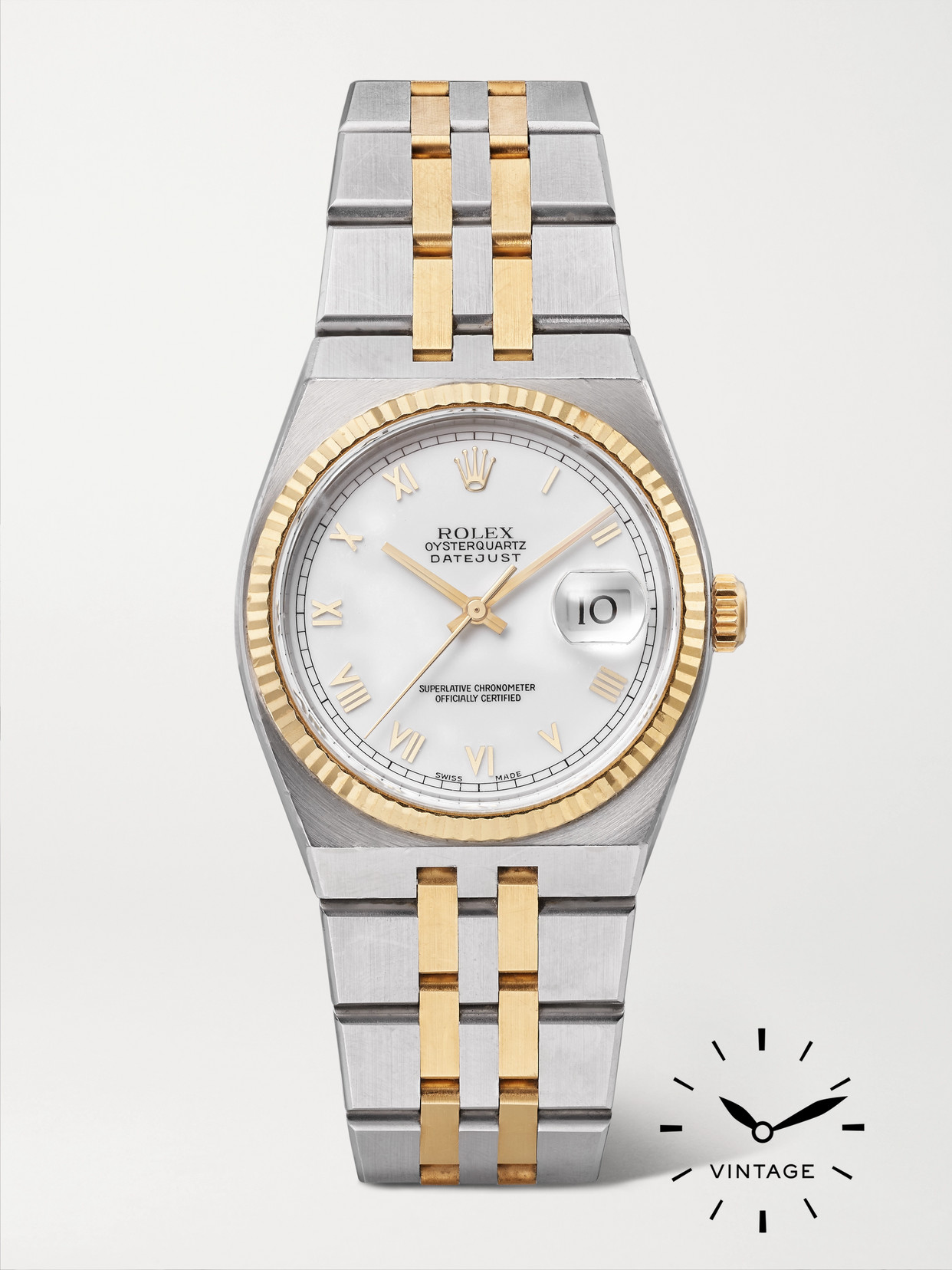 Wind Vintage 1999 Oysterquartz Datejust 36mm Stainless Steel And 18-karat Gold Watch