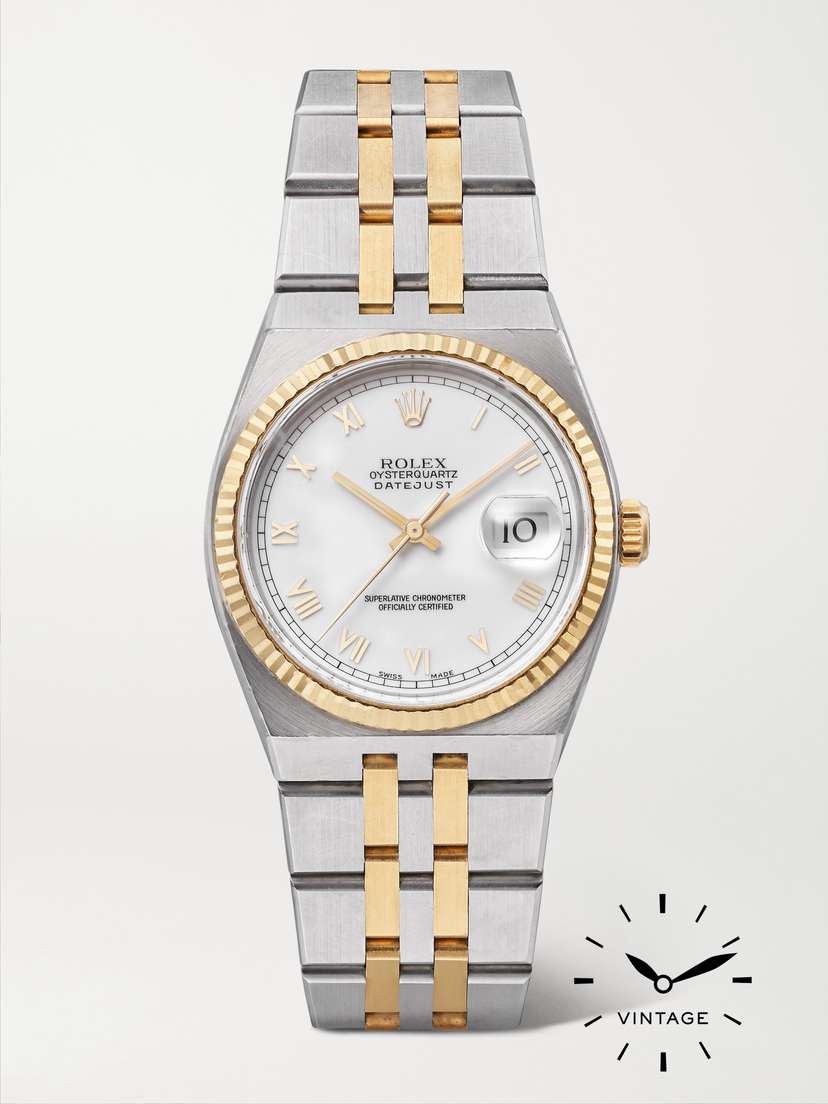 Wind Vintage Pre-owned  1999 Oysterquartz Datejust 36mm Stainless Steel And 18-karat Gold Watch