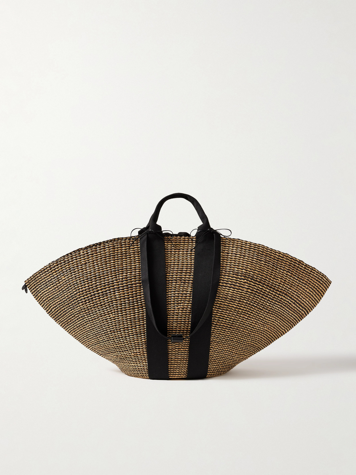 Muun Sophie Maxi Webbing-trimmed Striped Straw Tote