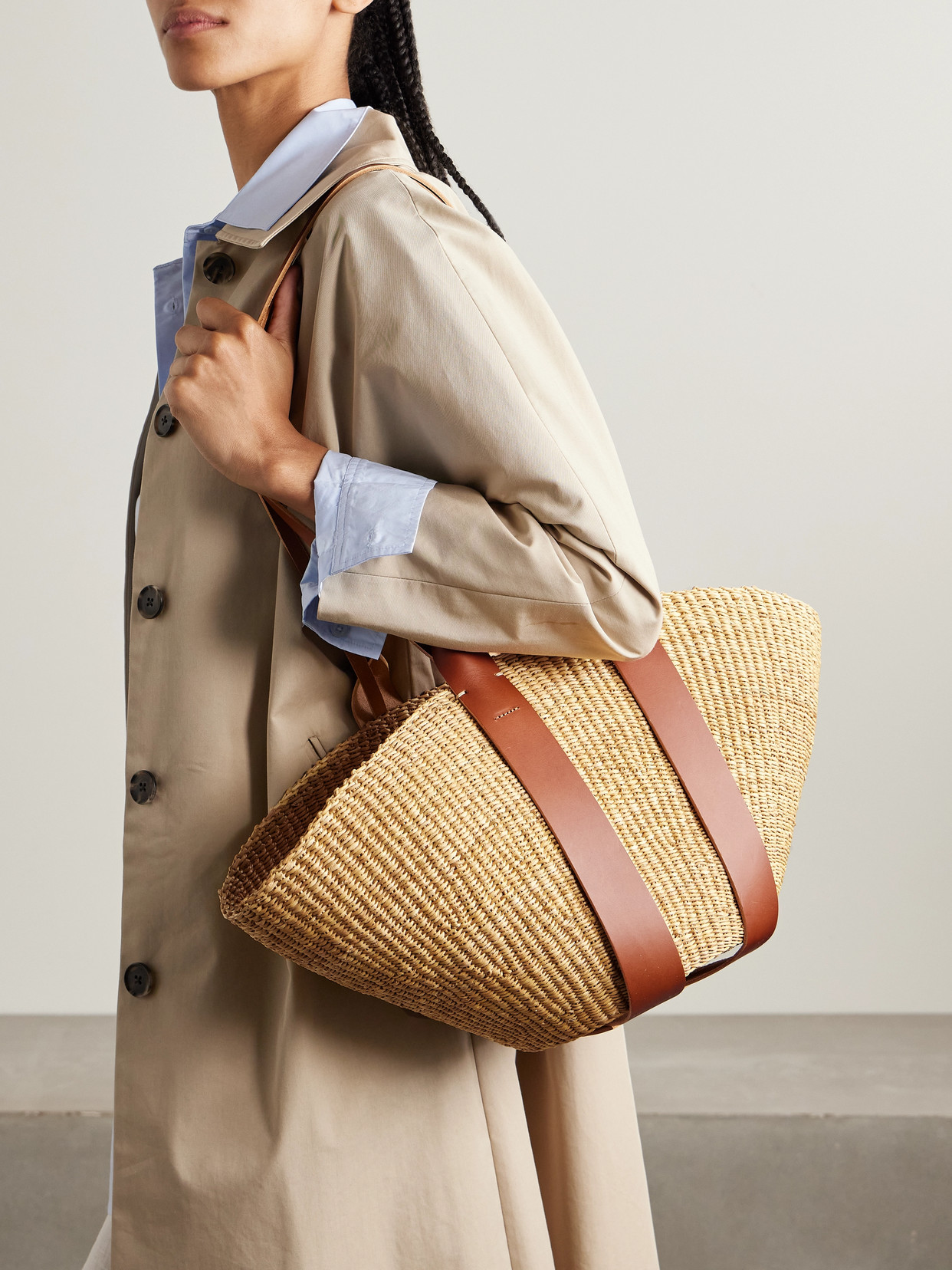 Muuñ - Sophie Leather-Trimmed Woven Straw Tote