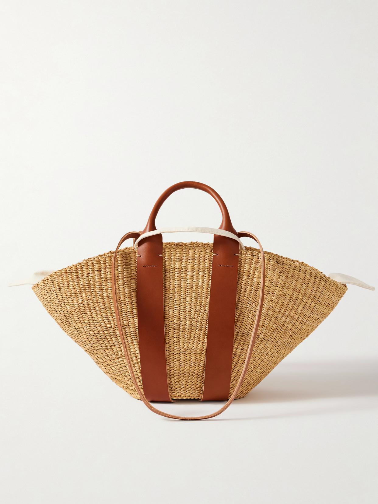 Muun Sophie Leather-trimmed Woven Straw Tote