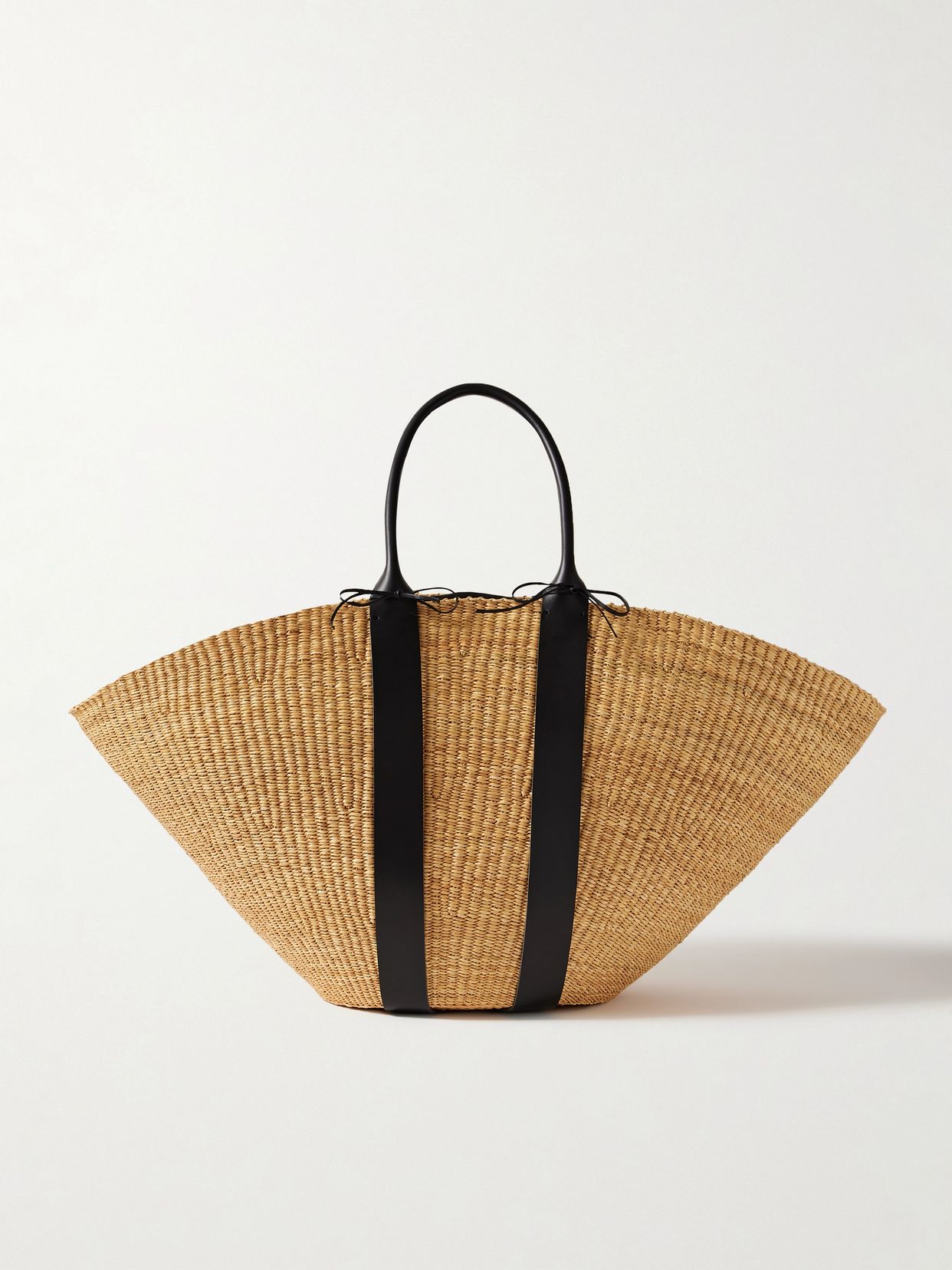 Sophie maxi leather-trimmed woven straw tote