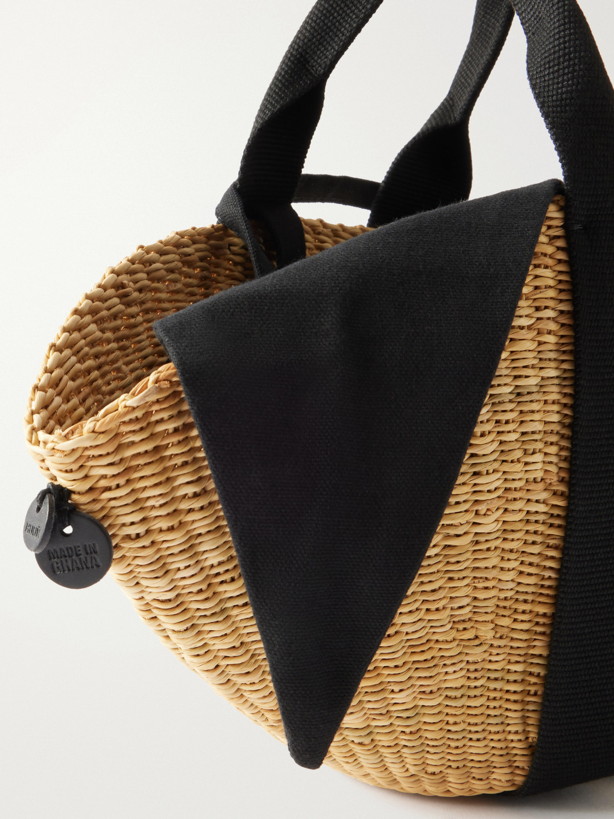 Muuñ - Sophie Mini Webbing-Trimmed Woven Straw Tote