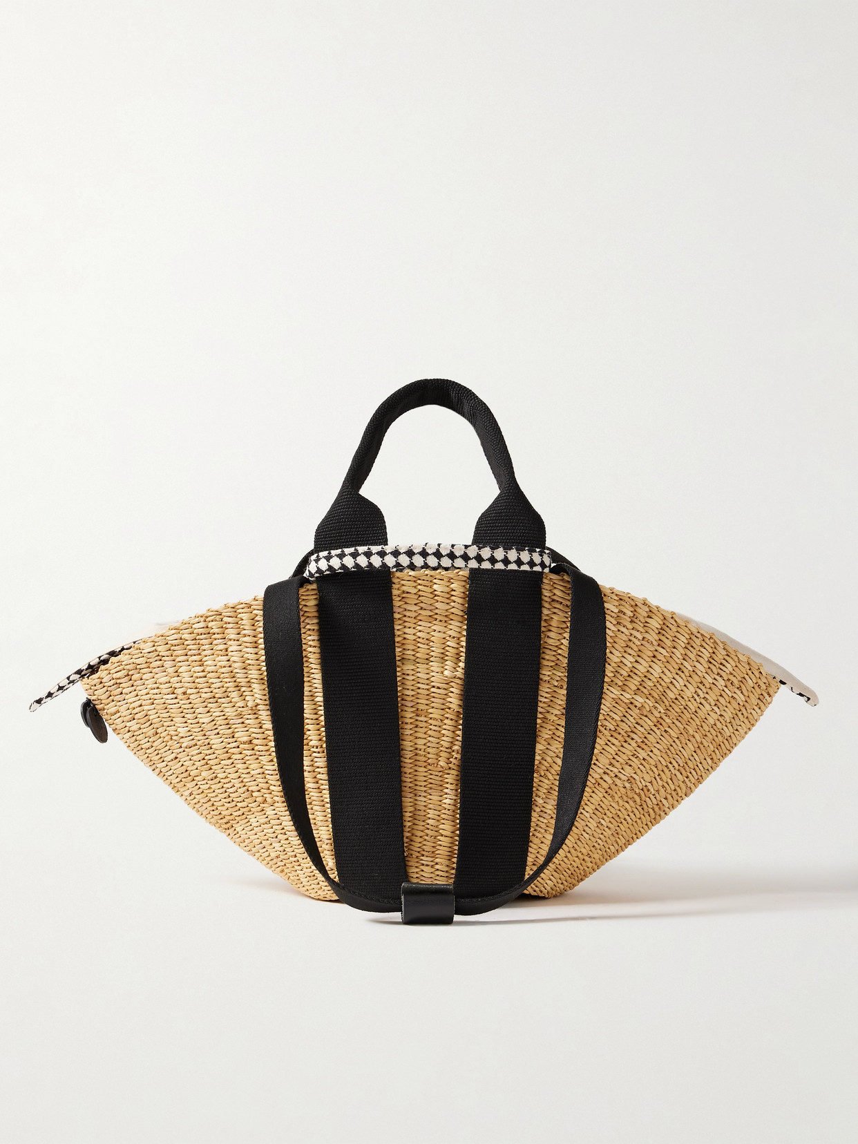 Muun Sophie Mini Webbing-trimmed Woven Straw Tote