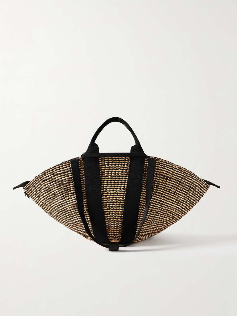 MUUÑ Sophie Webbing-trimmed Woven Straw Tote