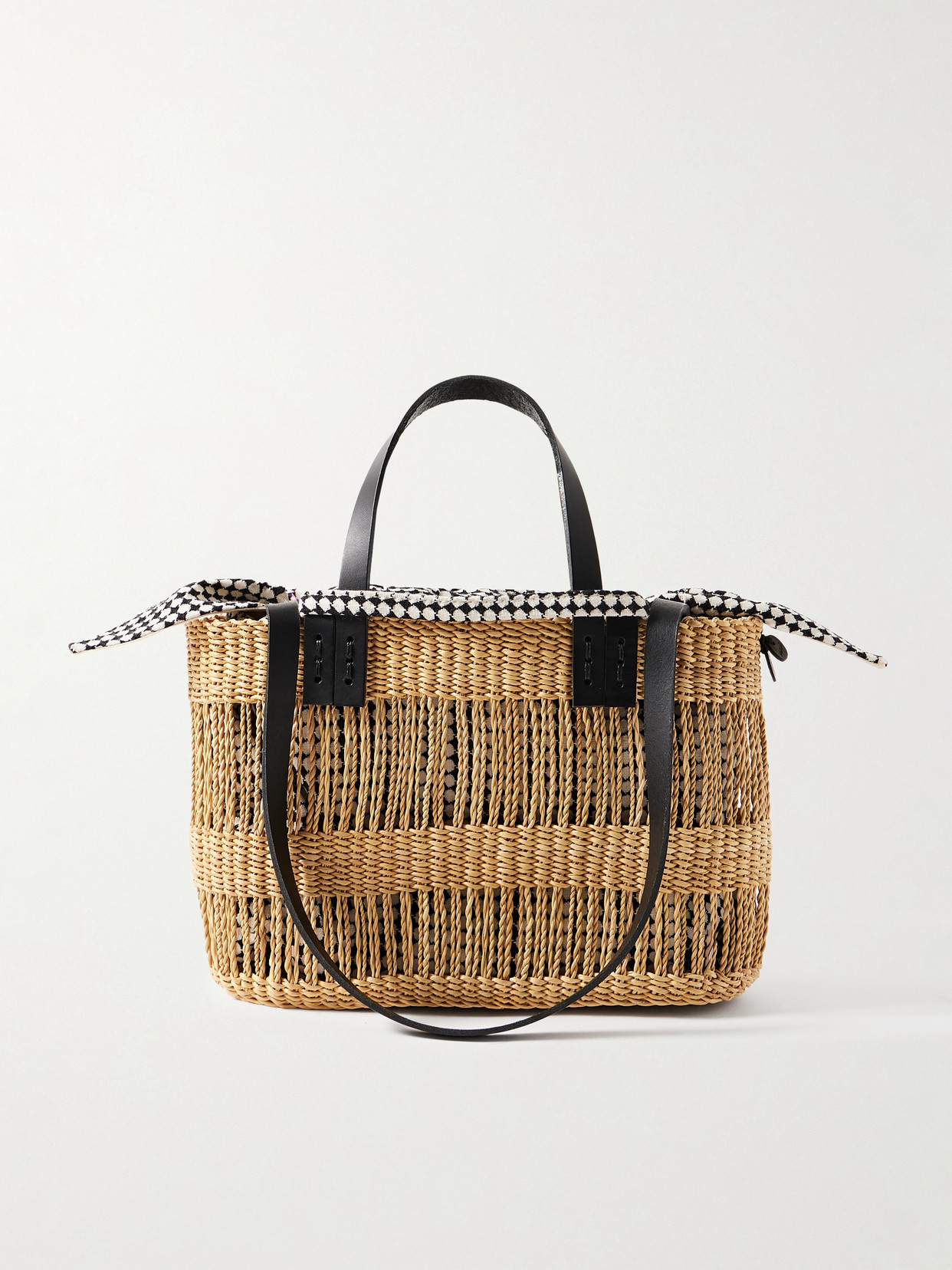 Muun Marcus Leather-trimmed Woven Straw Tote
