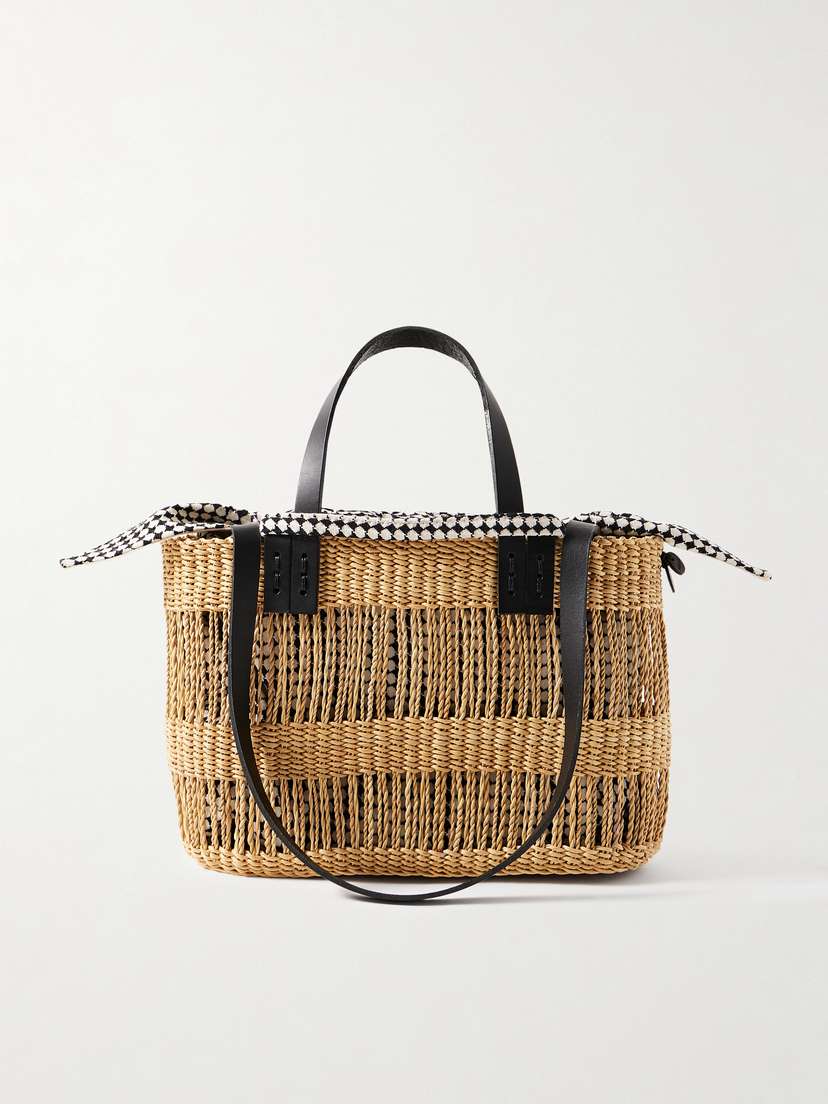 MUUÑ Marcus Leather-trimmed Woven Straw Tote