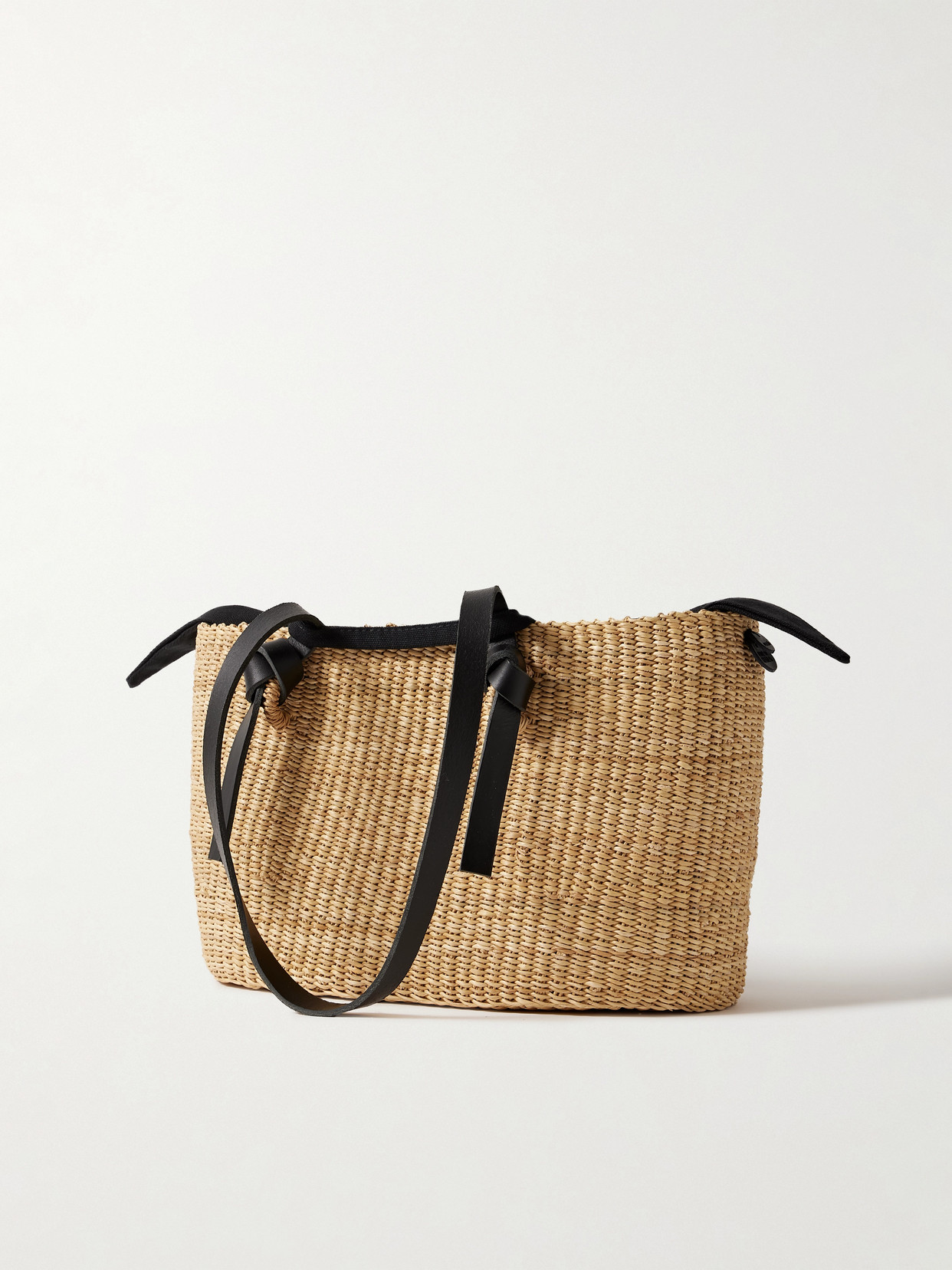 Muun Zorro Leather-trimmed Woven Straw Tote