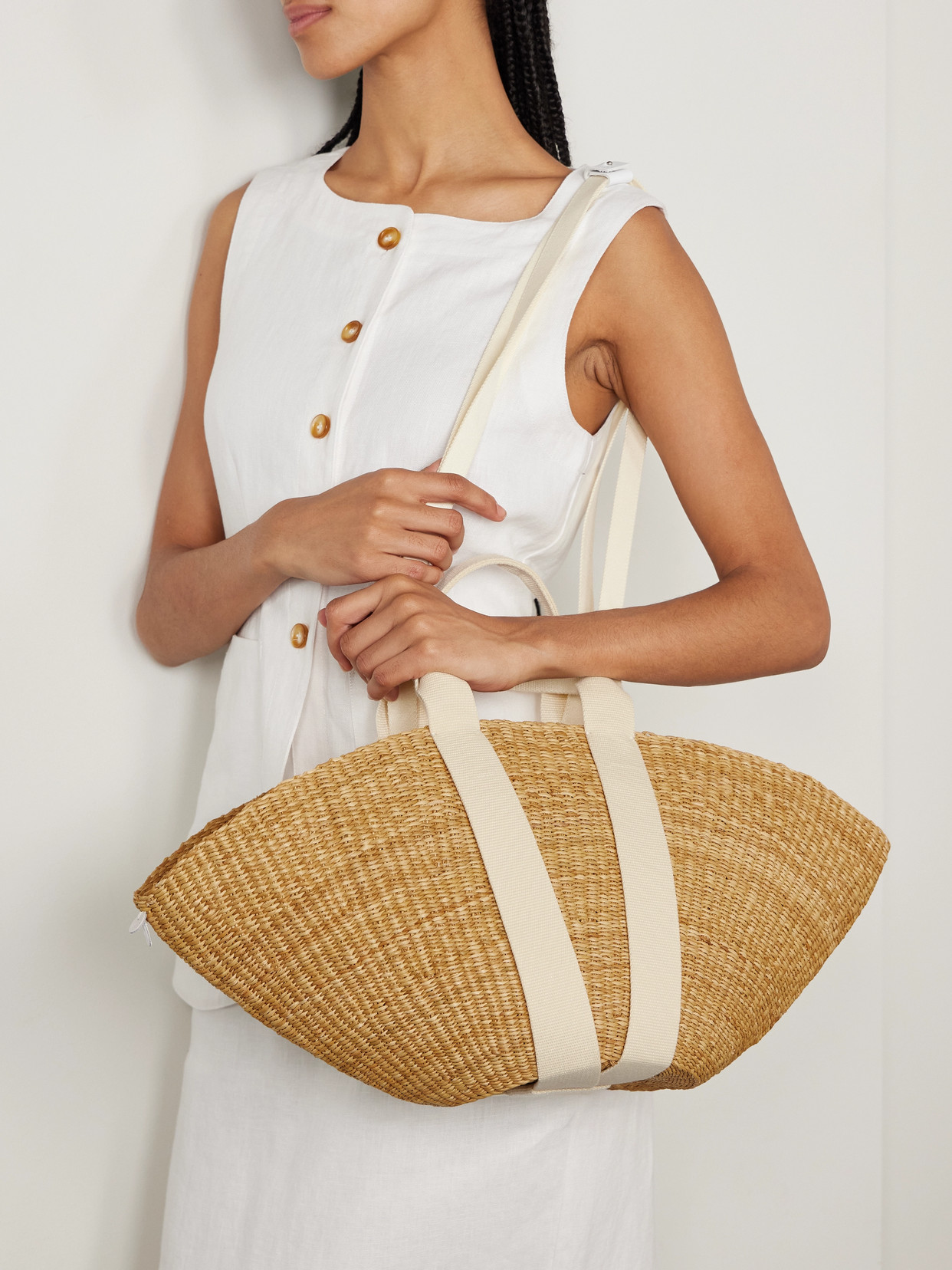 Muuñ - Sophie Canvas-Trimmed Woven Straw Tote